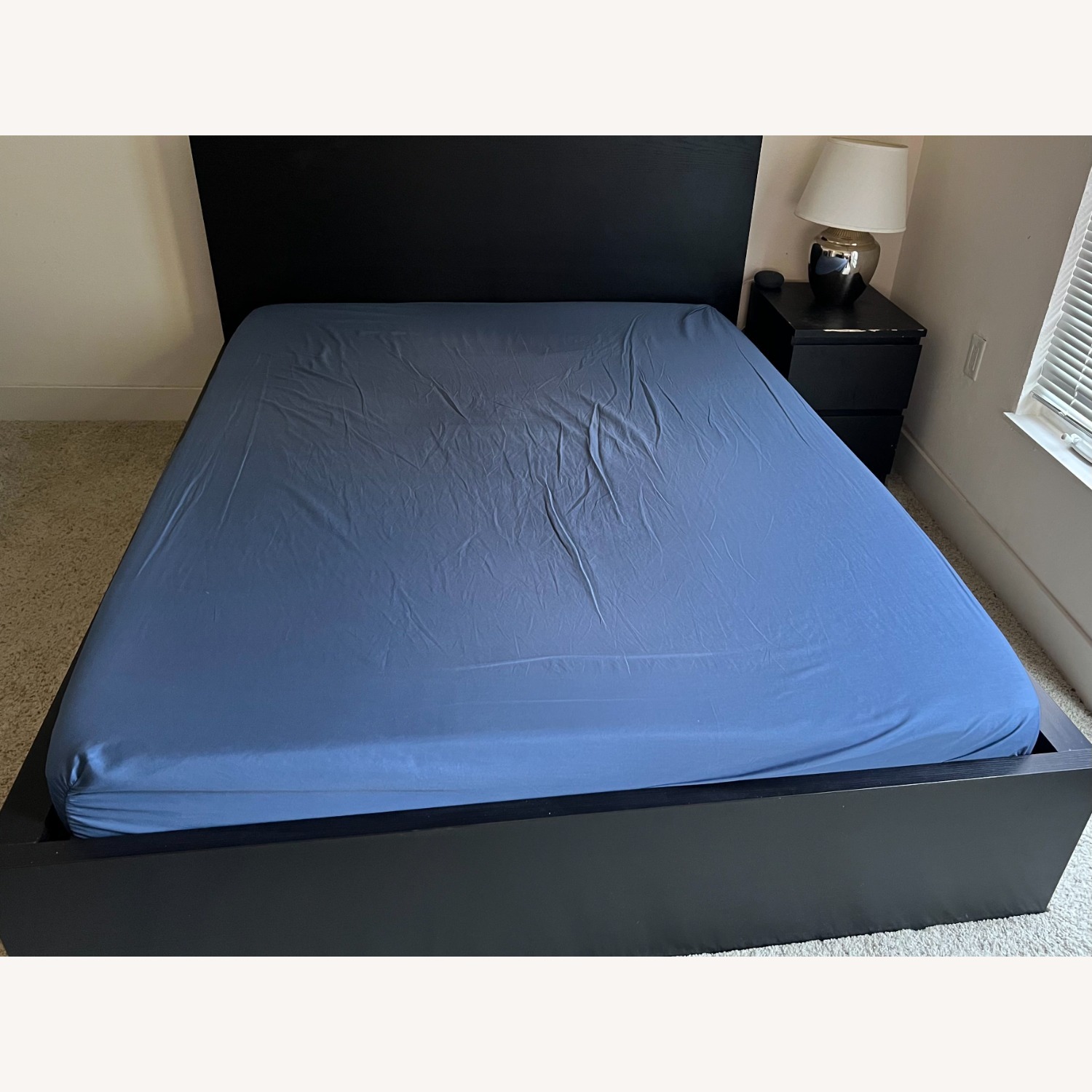 IKEA Malm Black Wood Veneer Queen Bed - AptDeco IKEA Malm Black Wood Veneer Queen Bed - AptDeco