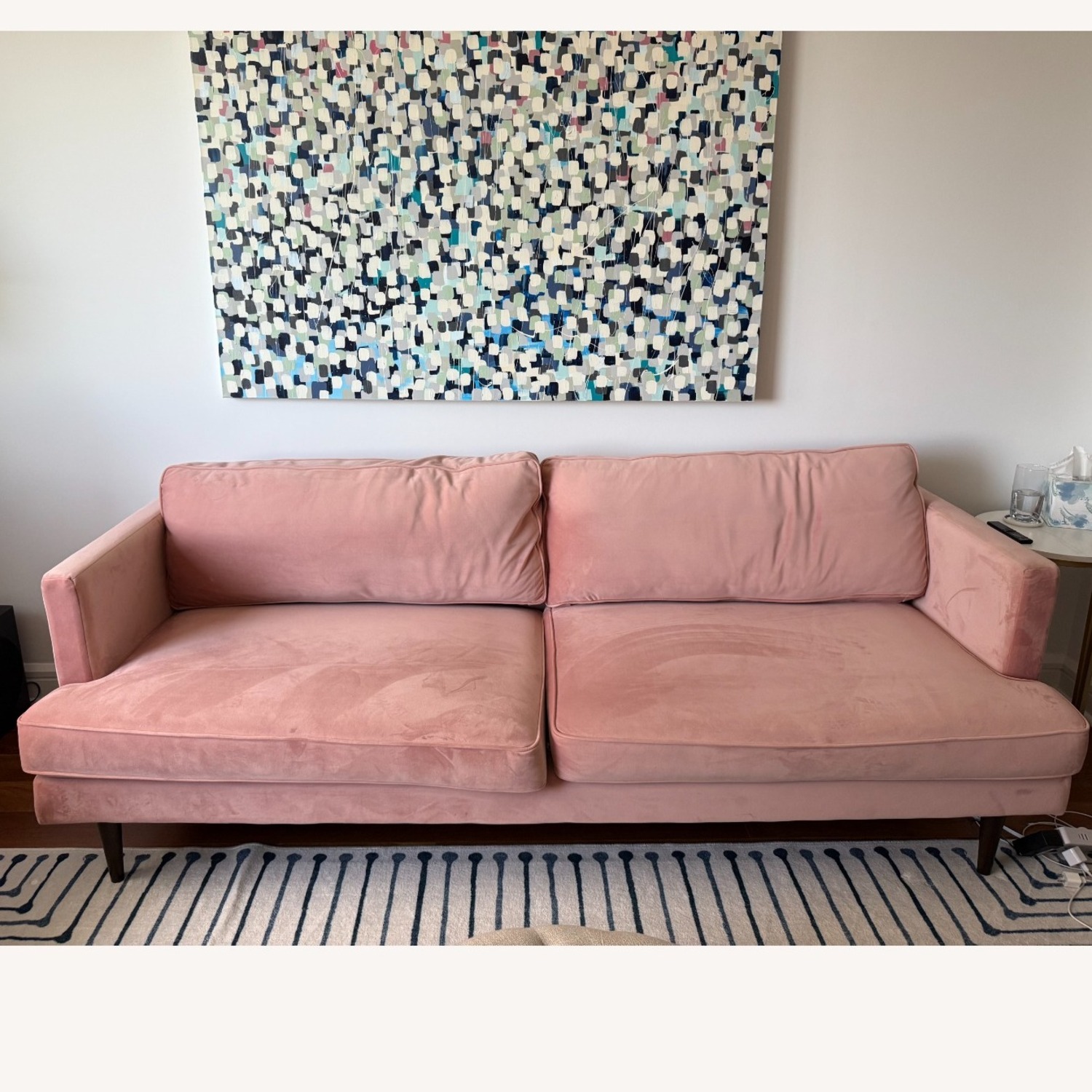 Joybird Preston Pink Velvet 3+ Seater Sofa - image-1