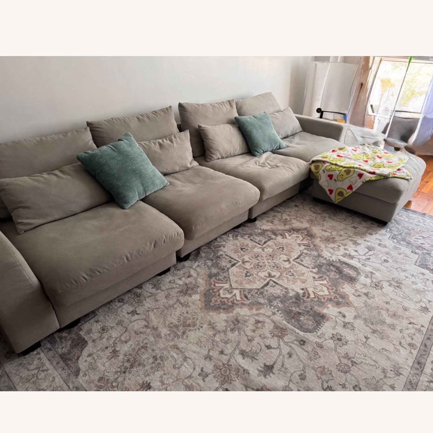Amazon kevinplus Light Gray Linen 3+ Piece Sectional - image-7