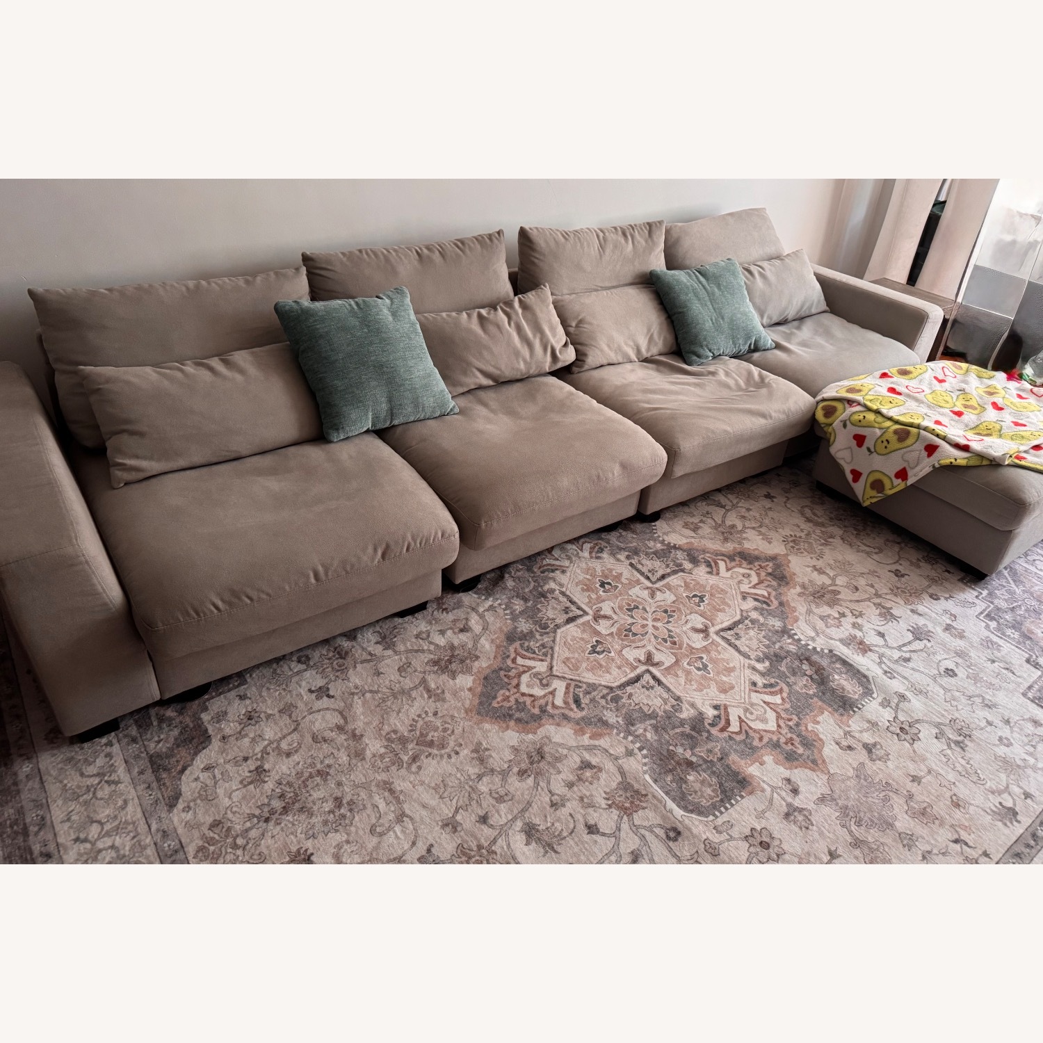 Amazon kevinplus Light Gray Linen 3+ Piece Sectional - image-3