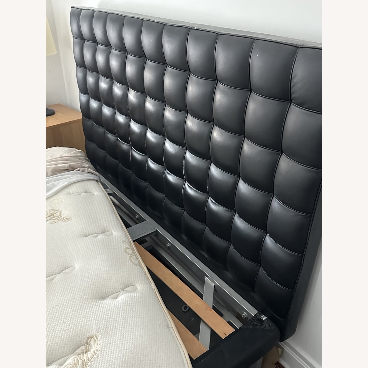 Domus Queen Bed Black Leather Headboar - image-2