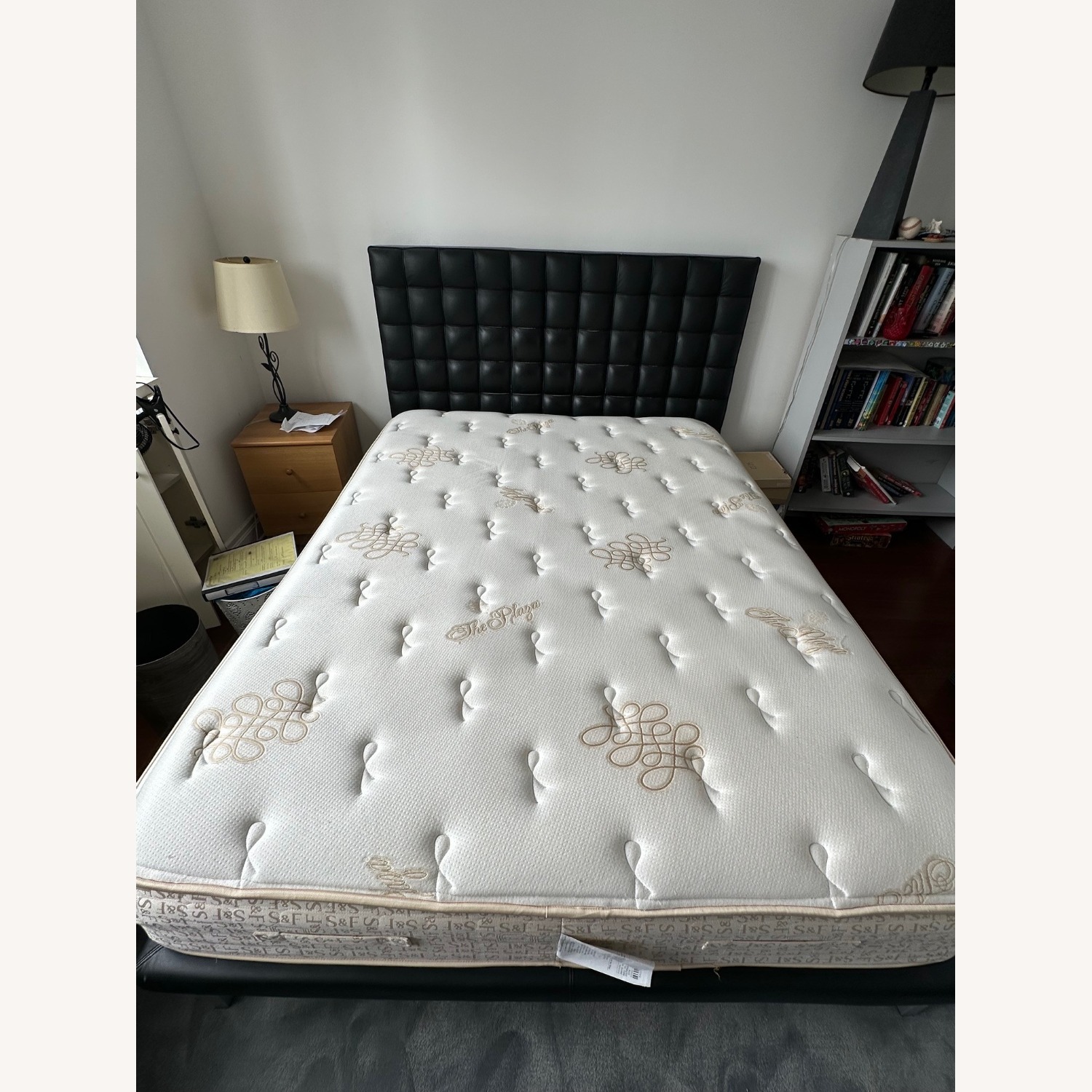 Domus Queen Bed Black Leather Headboar - image-1