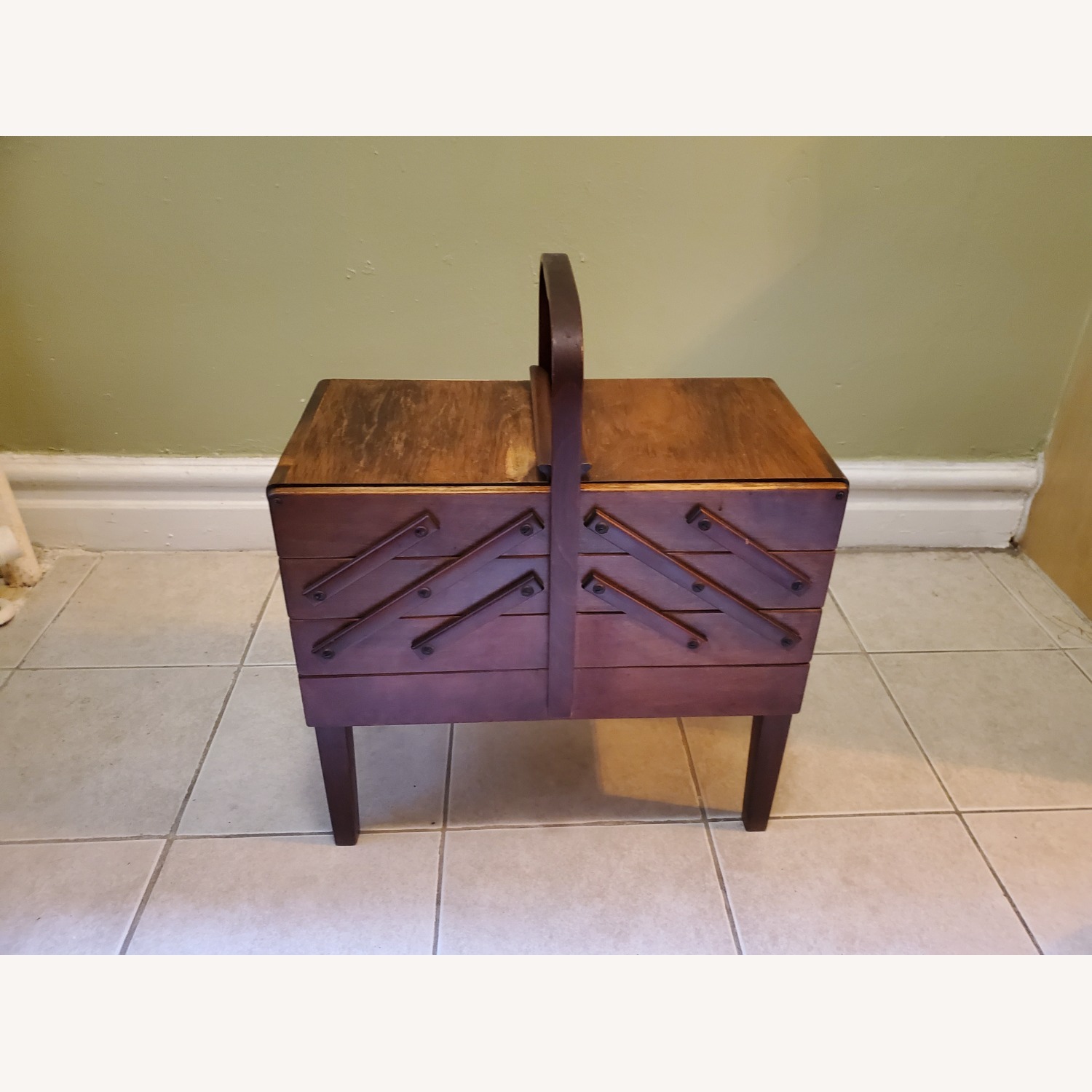 Vintage/Antique Dark Brown Wood Chest - image-9