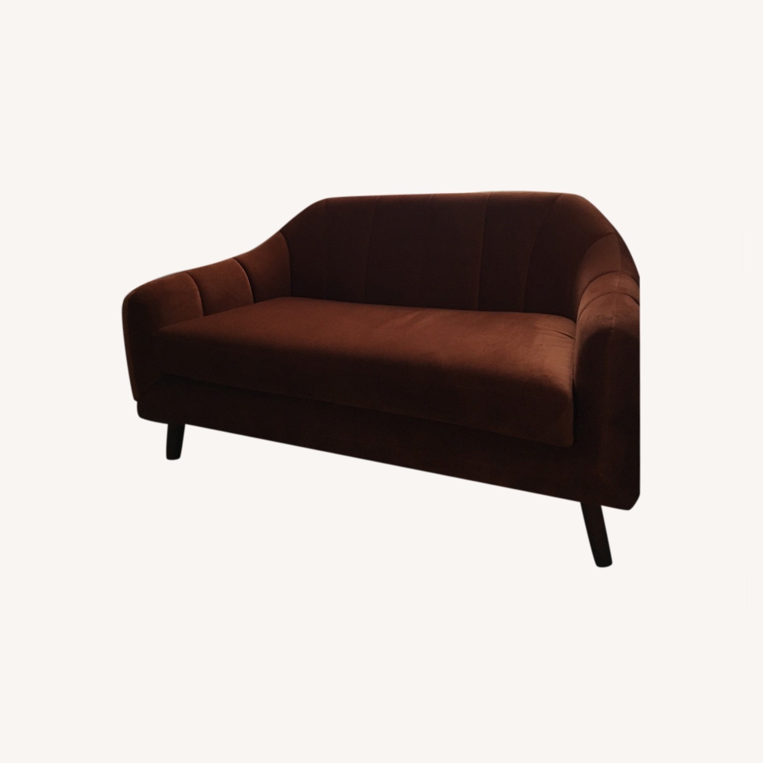 Velvet Rust-orange Modern Loveseat - image-0