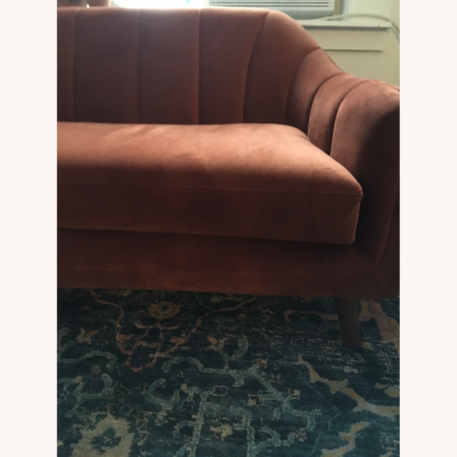 Velvet Rust-orange Modern Loveseat - image-2