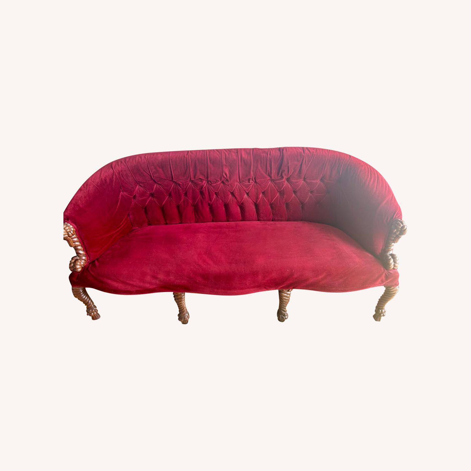 Vintage/Antique Finds Red Velvet 3+ Seater Sofa - image-0