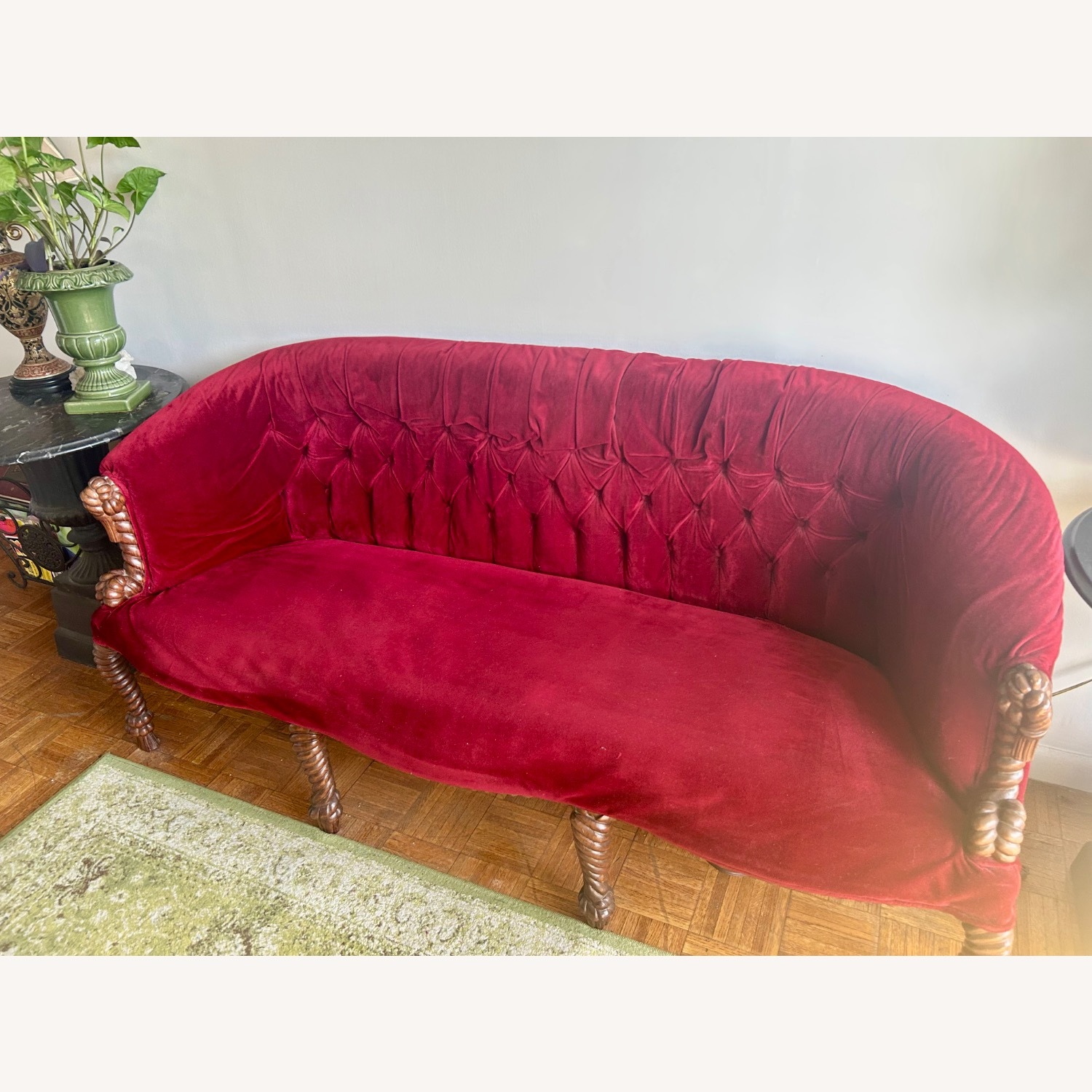 Vintage/Antique Finds Red Velvet 3+ Seater Sofa - image-12