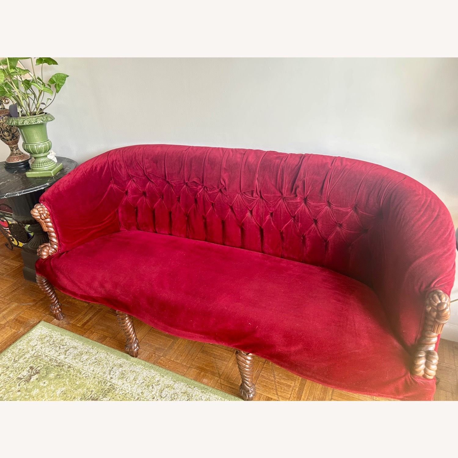 Vintage/Antique Finds Red Velvet 3+ Seater Sofa - image-2