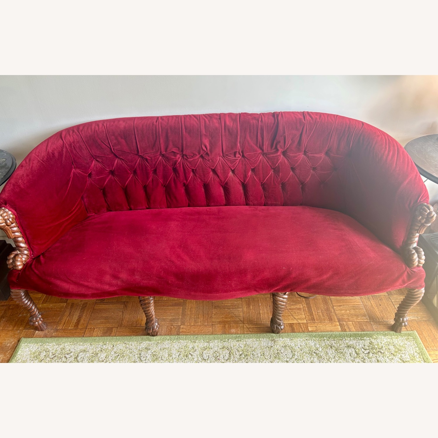 Vintage/Antique Finds Red Velvet 3+ Seater Sofa - image-8
