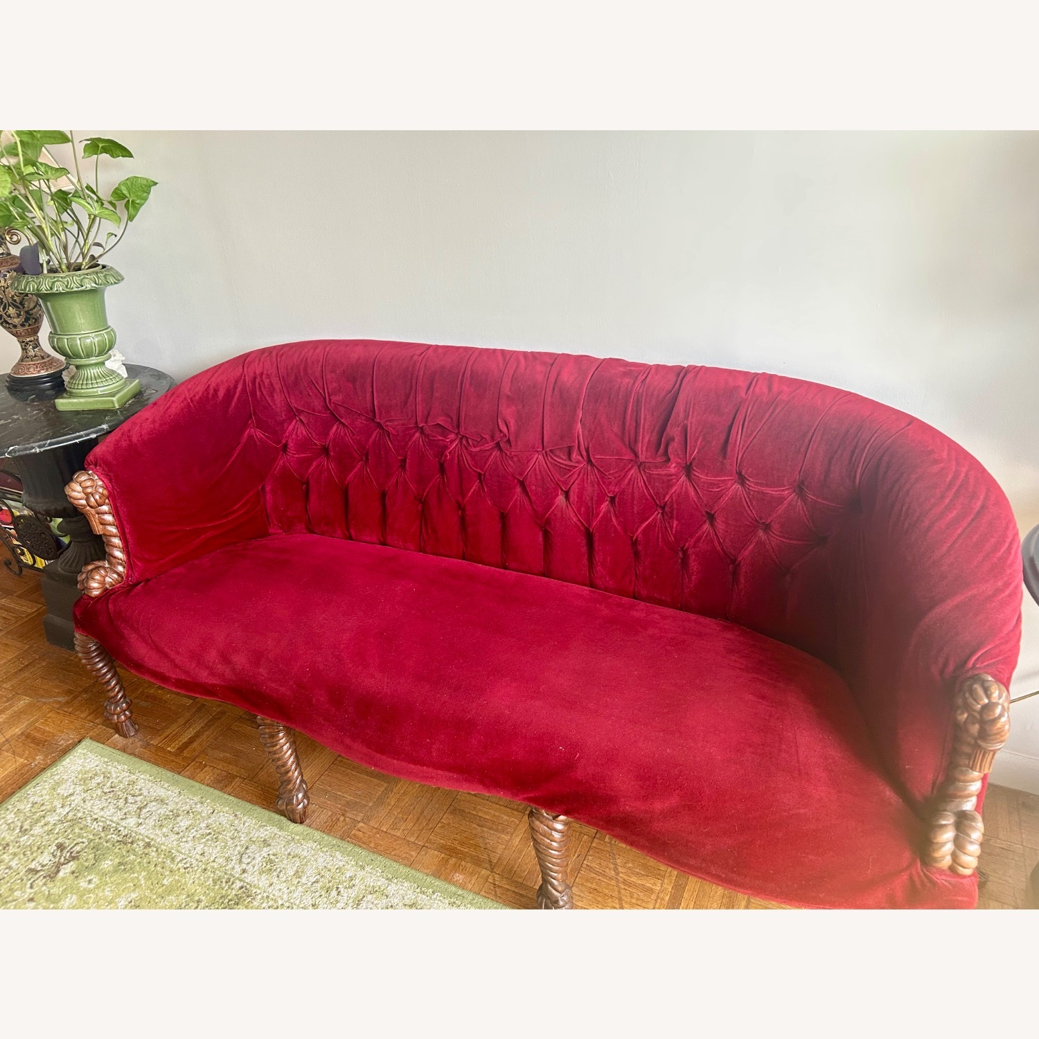 Vintage/Antique Finds Red Velvet 3+ Seater Sofa - image-9