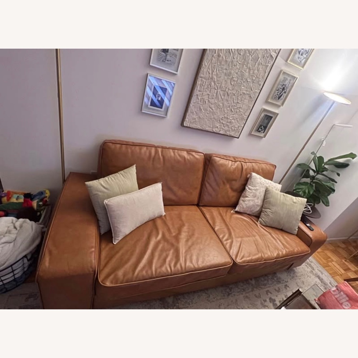 IKEA Kivik Light Brown Faux Leather 2 Seater Sofa - image-1
