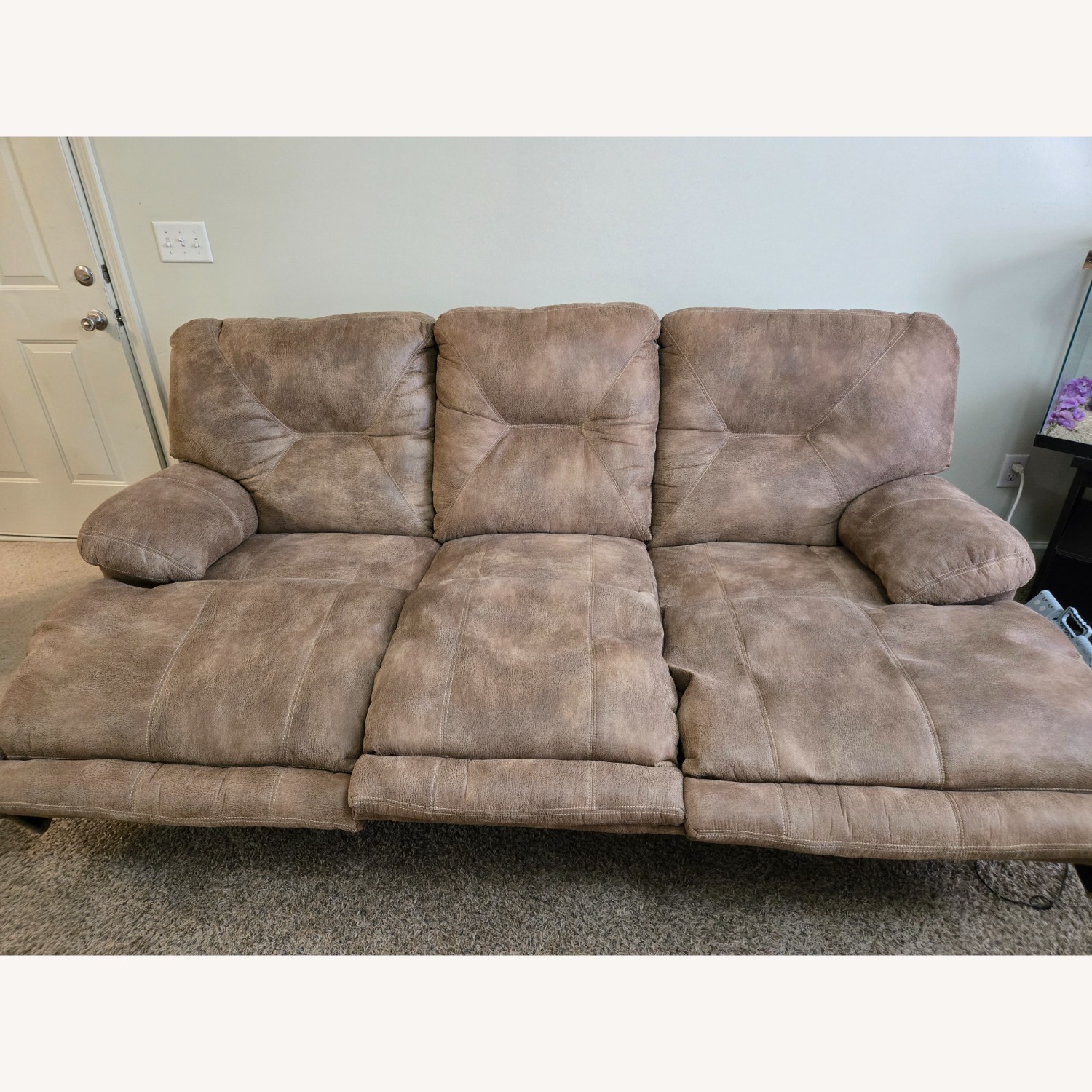 Light Brown Fabric 3+ Seater Lay Flat Sofa - image-2