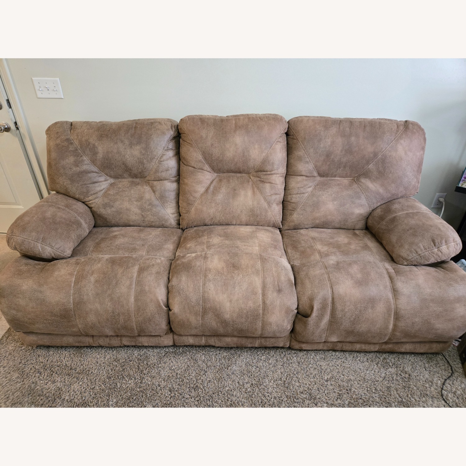 Light Brown Fabric 3+ Seater Lay Flat Sofa - image-1