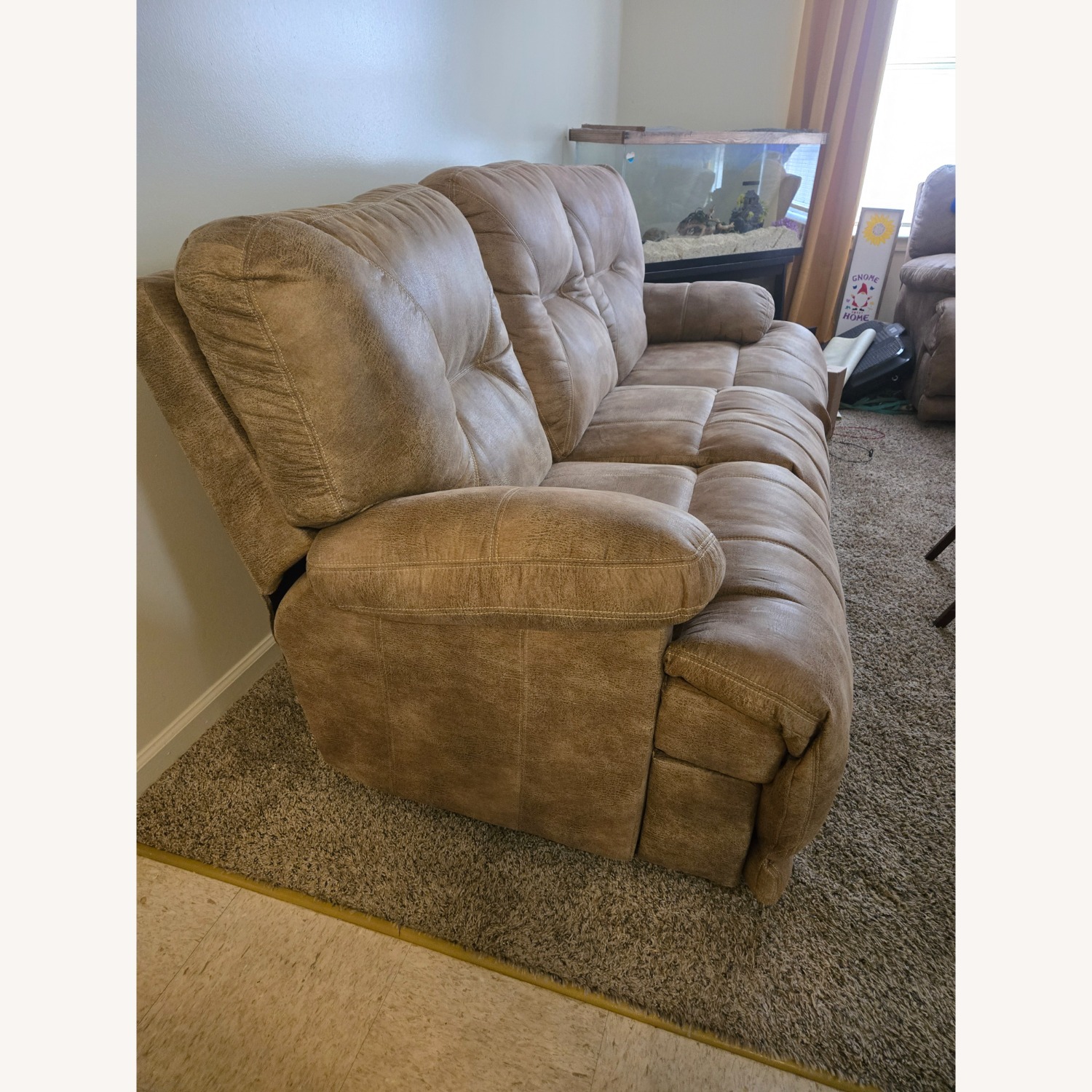 Light Brown Fabric 3+ Seater Lay Flat Sofa - image-3