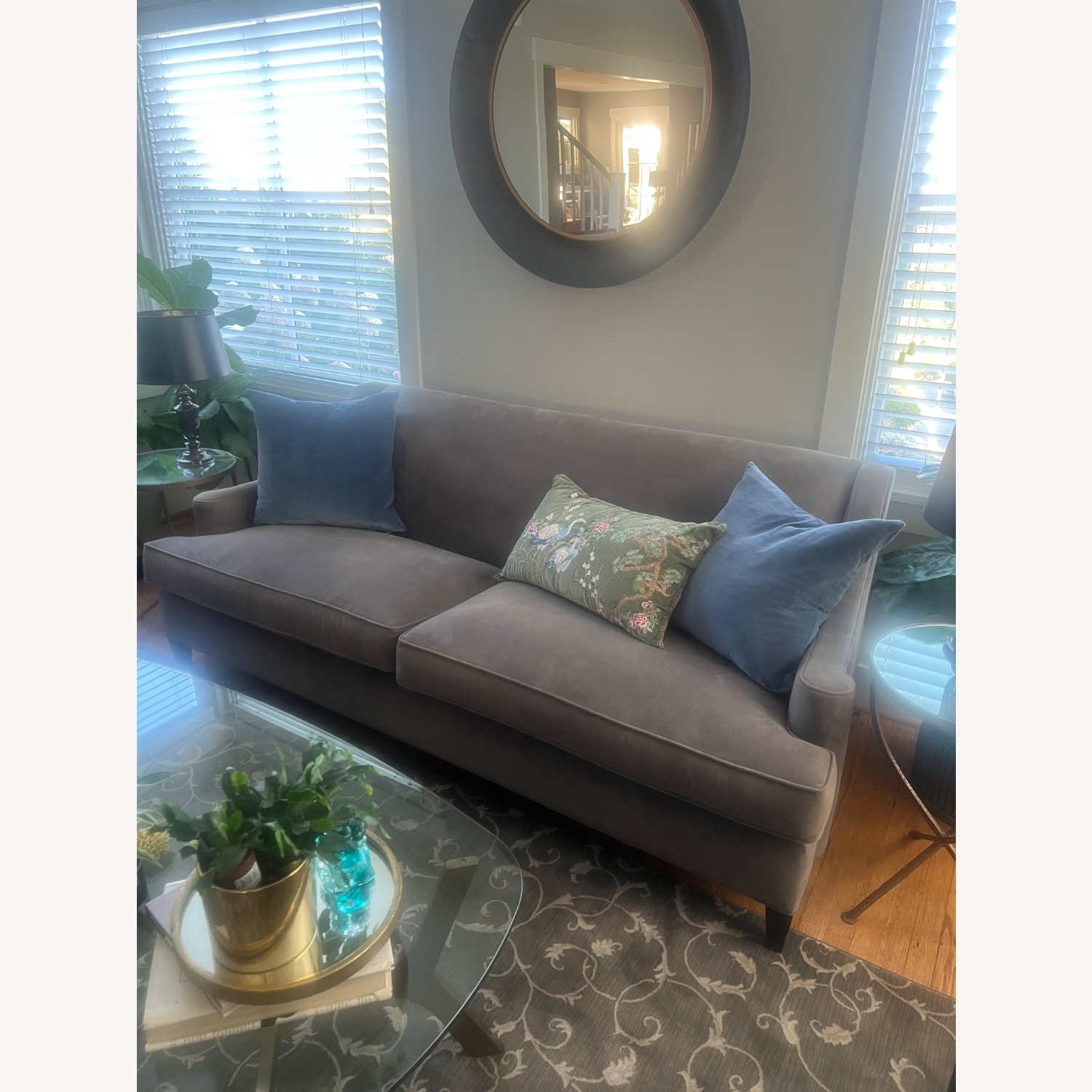 Room & Board Lauren Couch Light Gray Velvet 3+ Seater Sofa - image-1