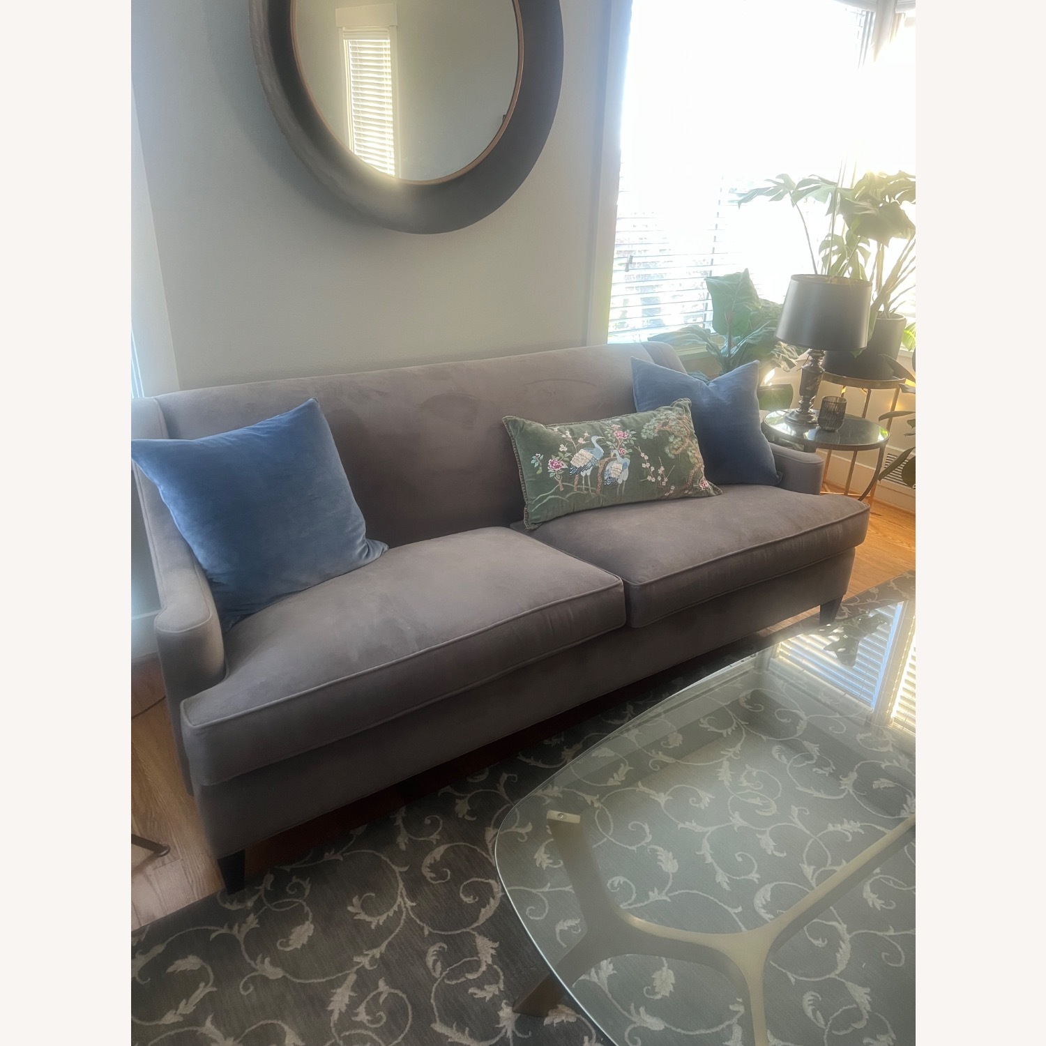 Room & Board Lauren Couch Light Gray Velvet 3+ Seater Sofa - image-2