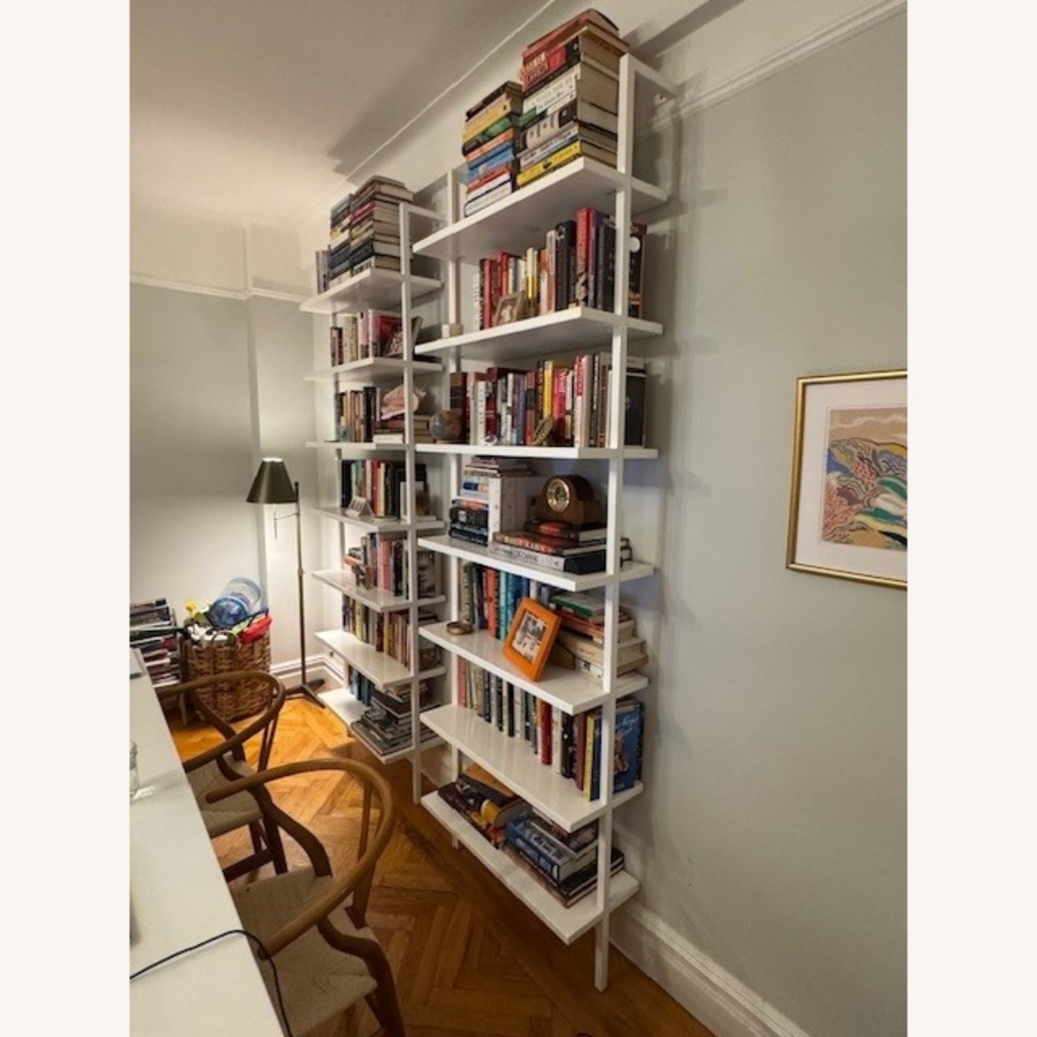 CB2 Stairway 96" White Metal Wall Mount Bookcase - image-1
