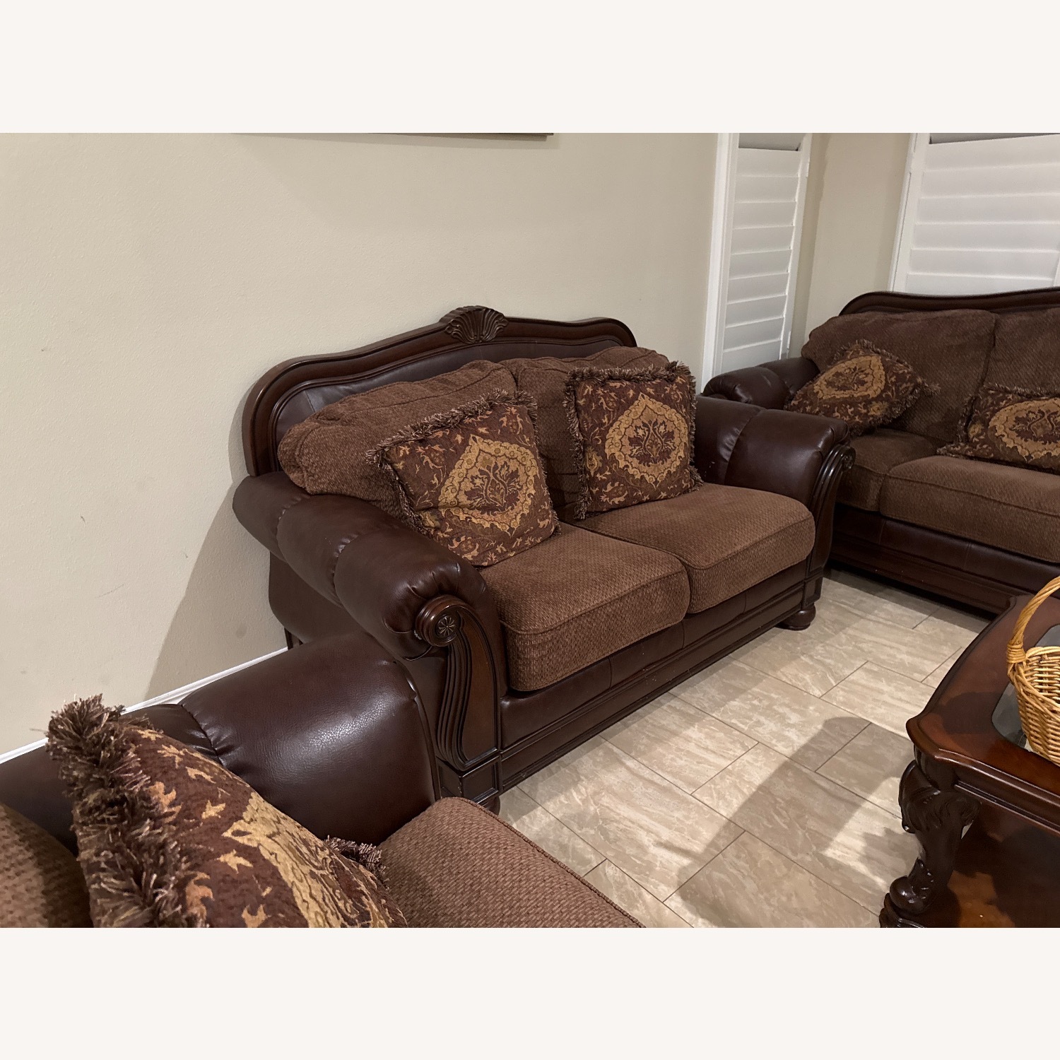 Ashley Furniture Dark Brown Fabric 2 Seater Sofa - image-2