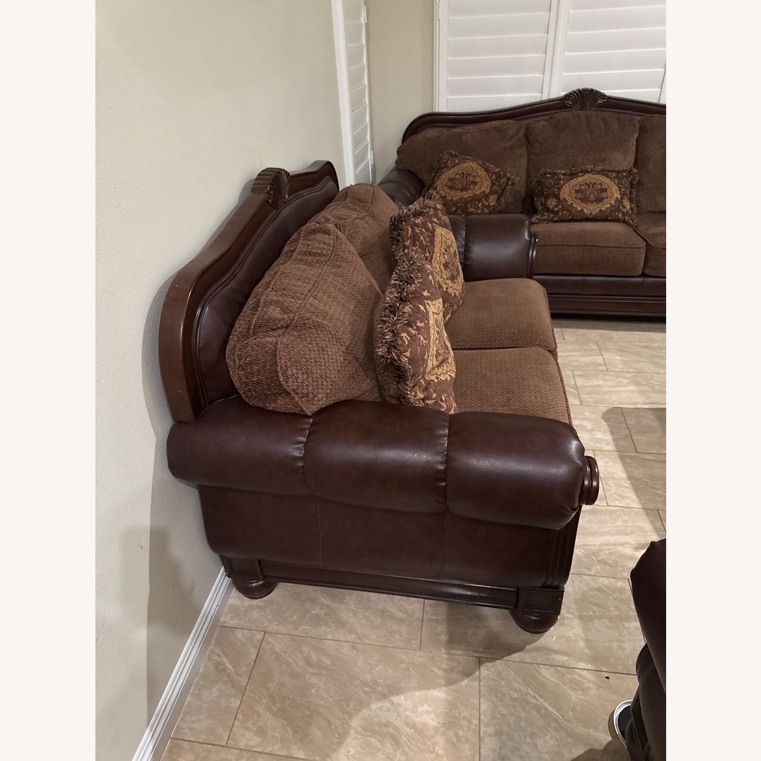 Ashley Furniture Dark Brown Fabric 2 Seater Sofa - image-3