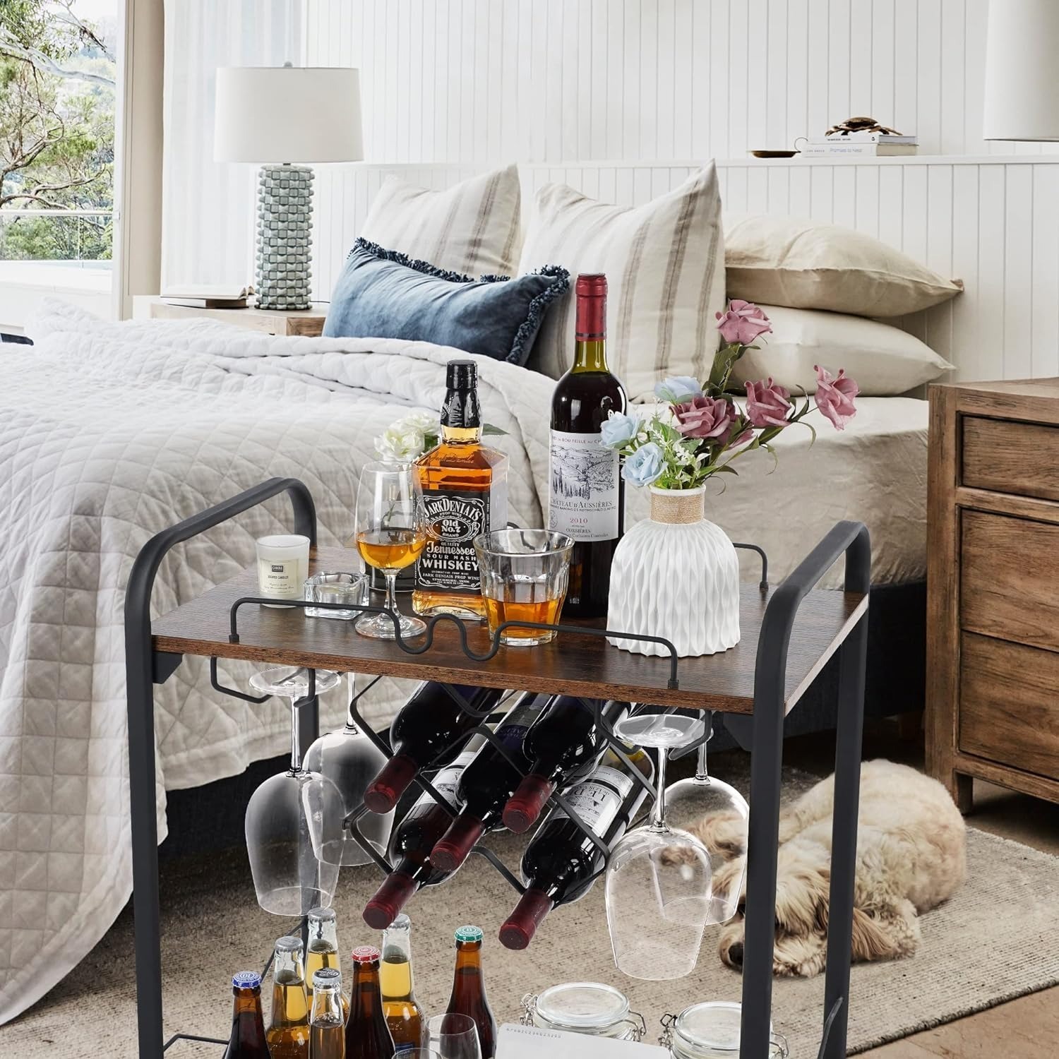 Dark Brown Metal Bar Cart - image-6