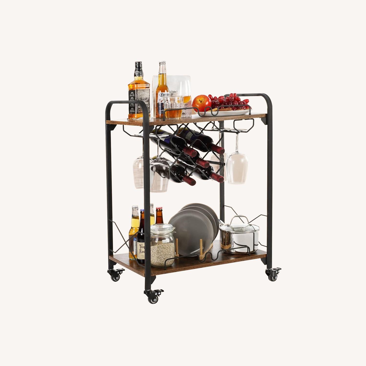 Dark Brown Metal Bar Cart - image-0