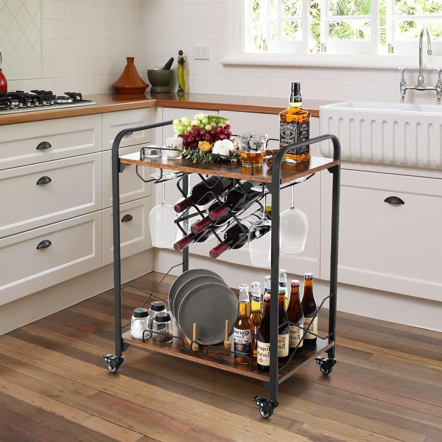 Dark Brown Metal Bar Cart - image-7