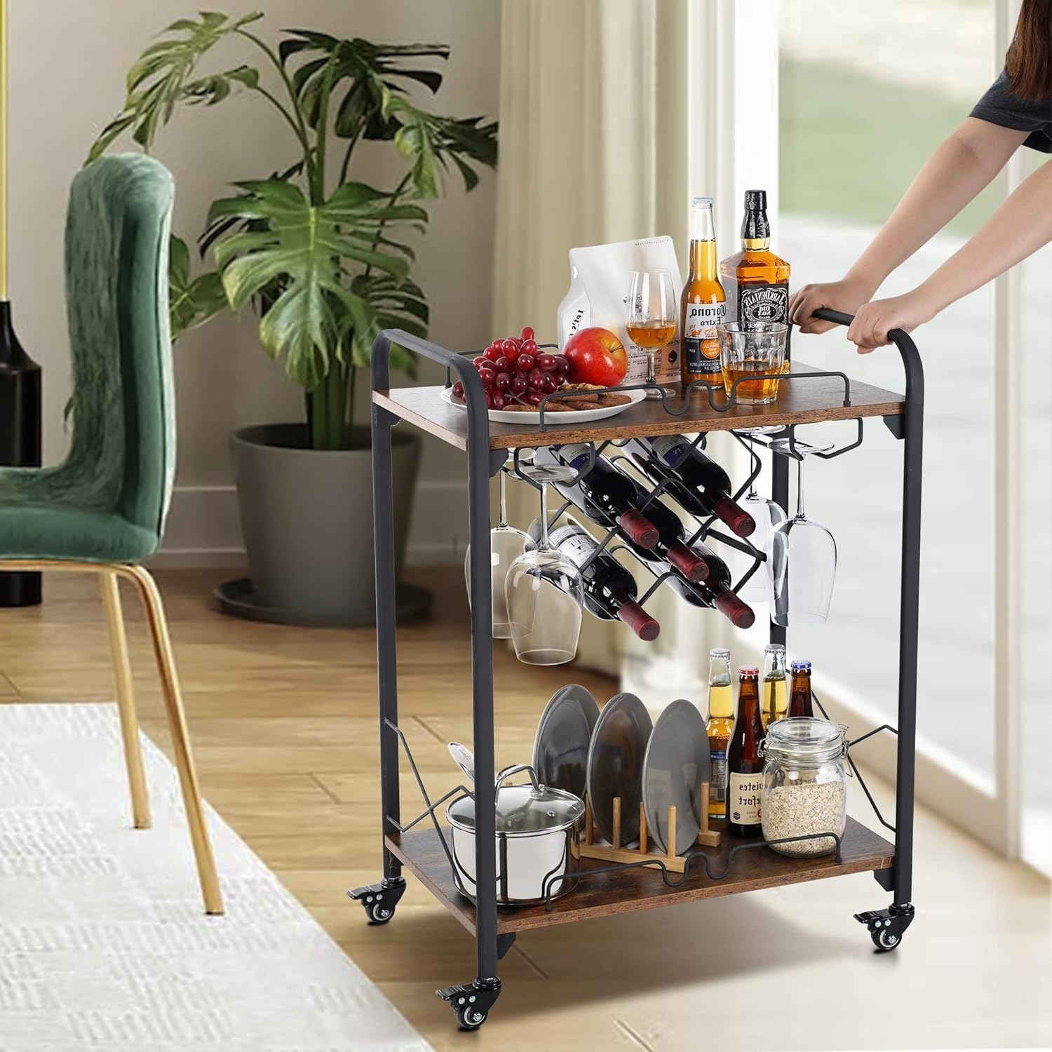 Dark Brown Metal Bar Cart - image-4