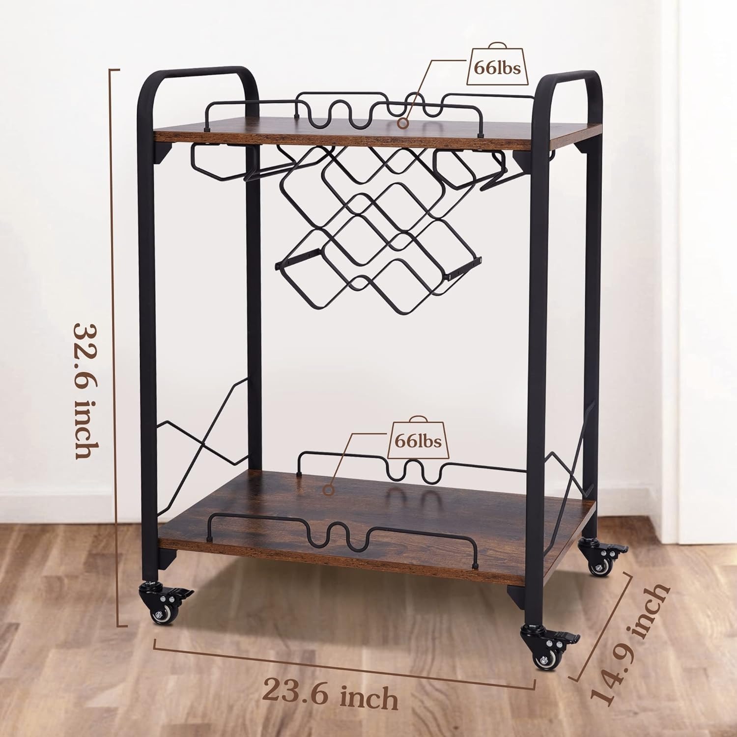 Dark Brown Metal Bar Cart - image-5
