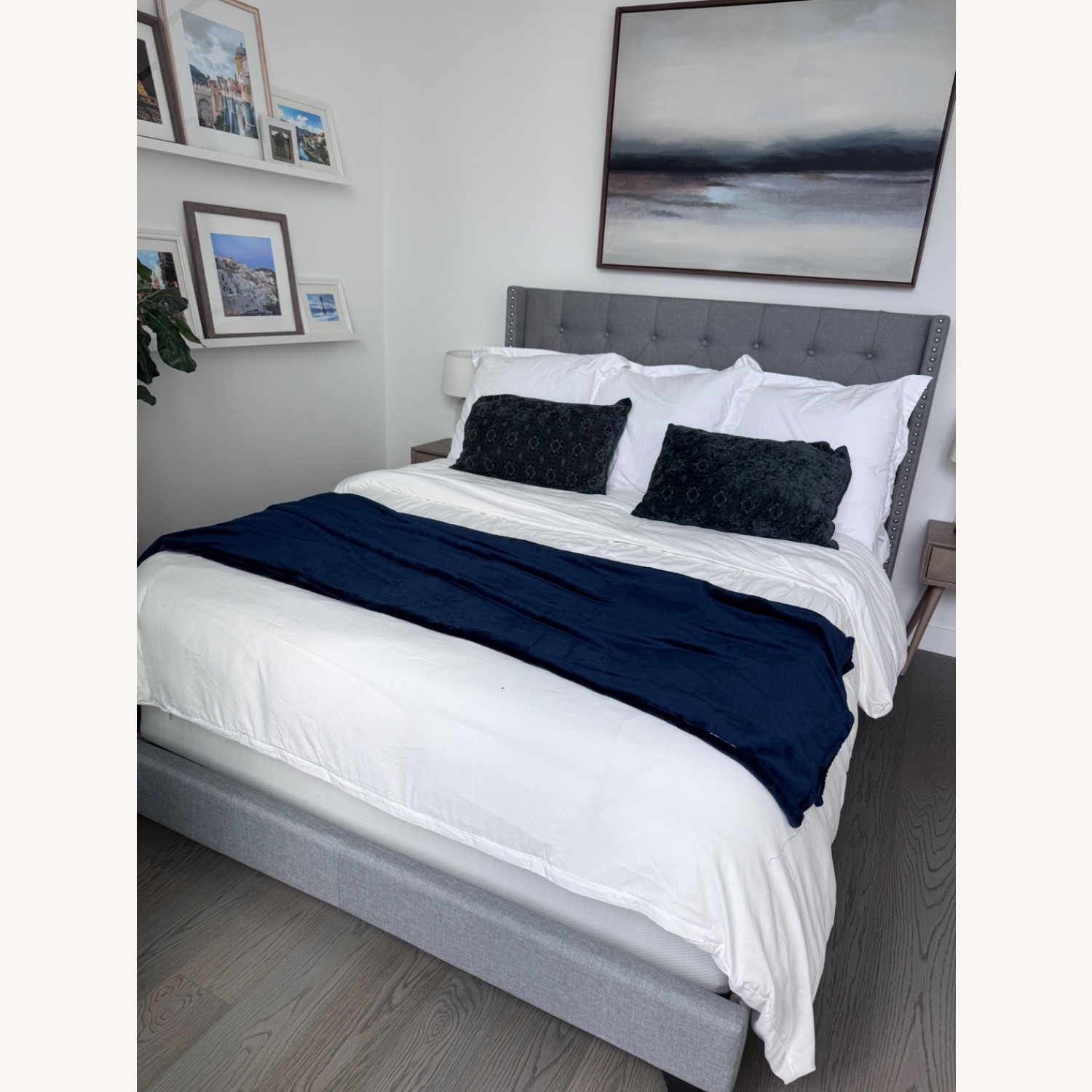 Gray Tufted Queen Bed - image-3