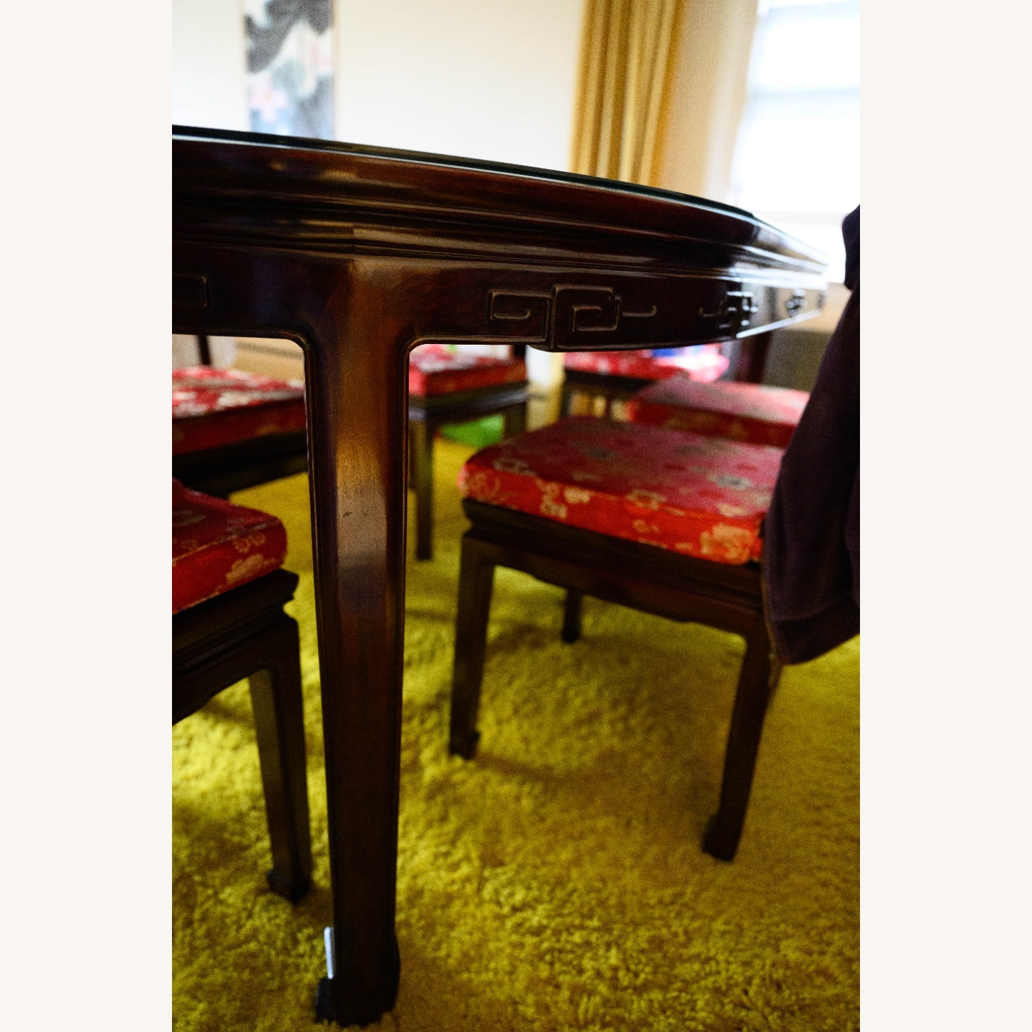 Asian Rosewood Oval Dining Set with 6 Chairs - image-2