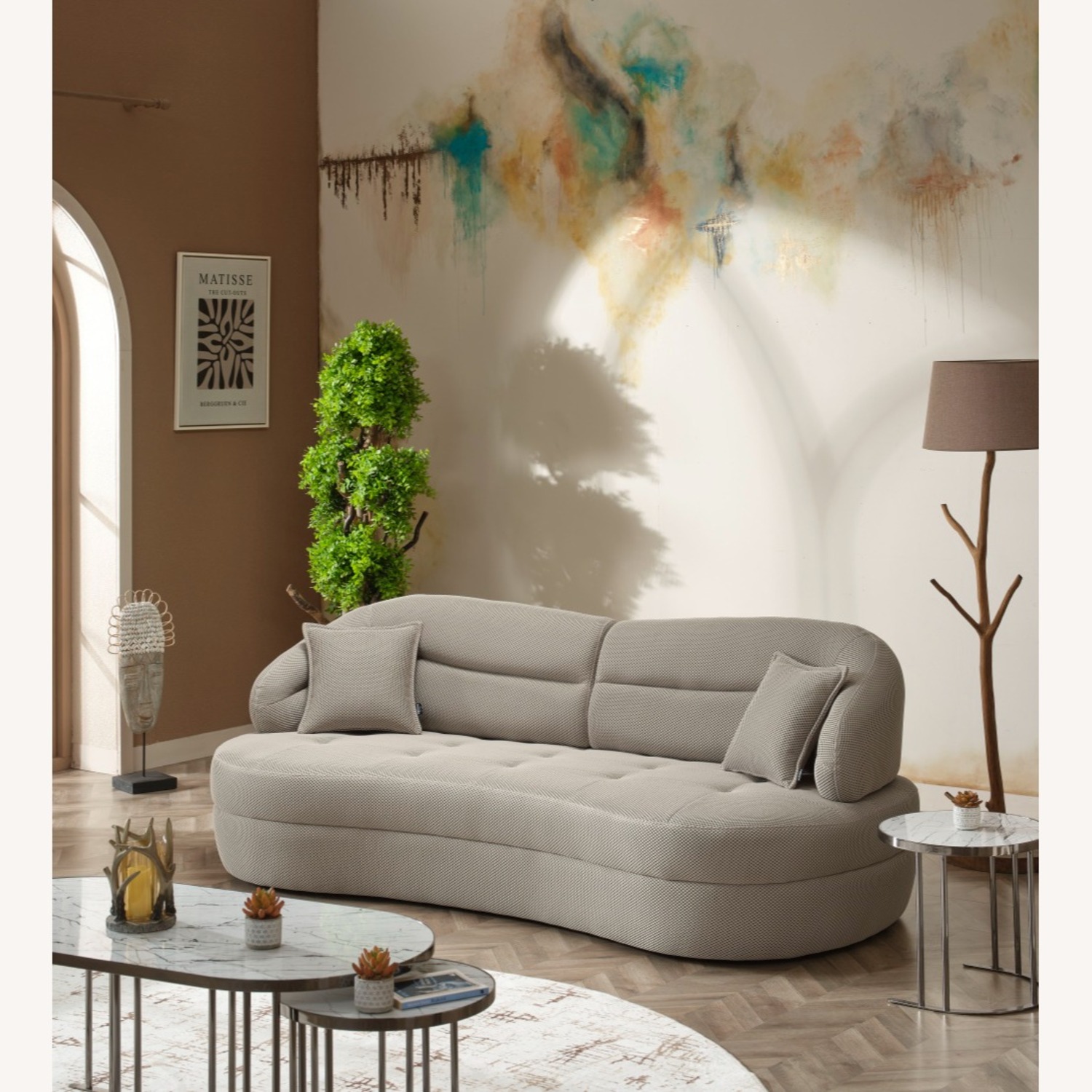 Wayfair Modern Light Gray Curved Sofa – 3+ Seater - image-4
