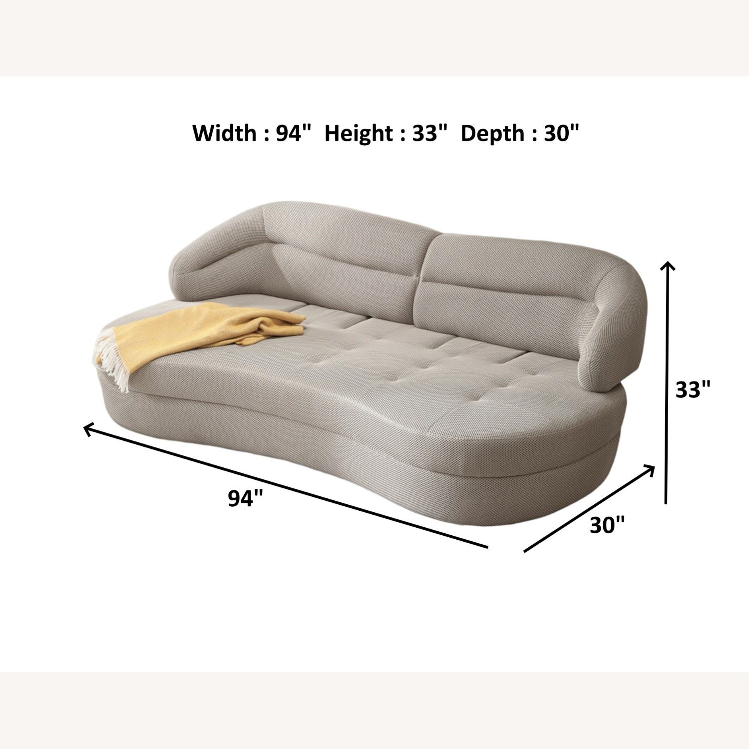 Wayfair Modern Light Gray Curved Sofa – 3+ Seater - image-7