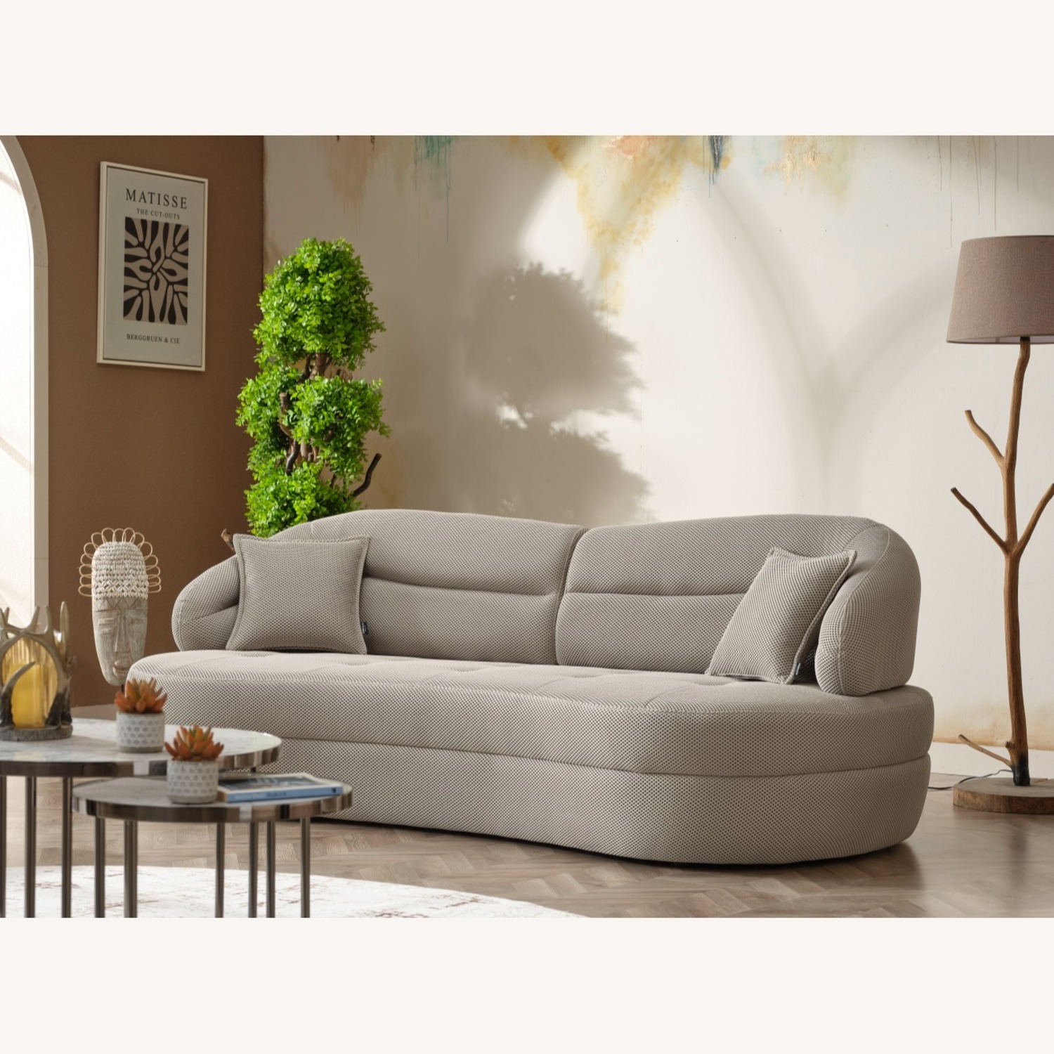 Wayfair Modern Light Gray Curved Sofa – 3+ Seater - image-3
