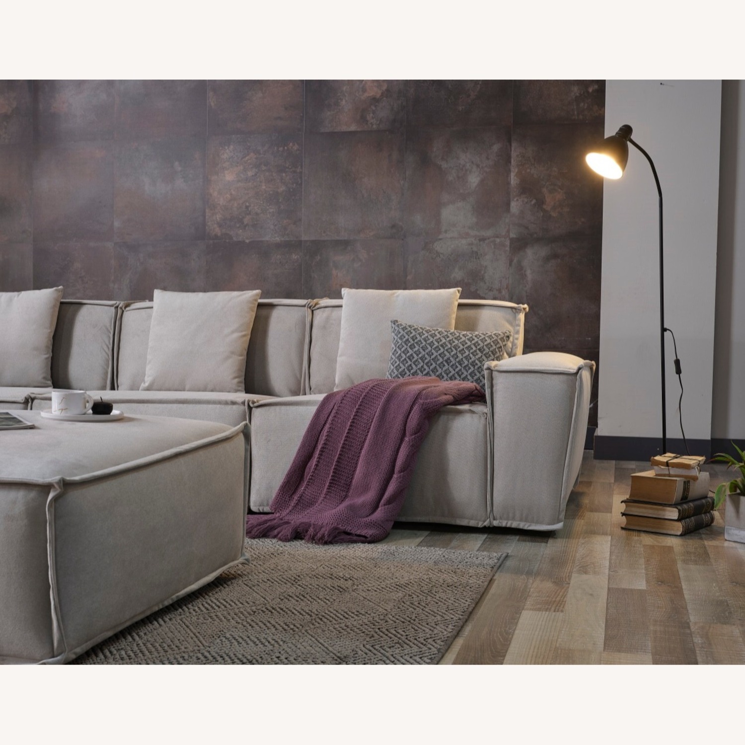 Modern Cream 7-Piece Sectional with Ottoman - image-4