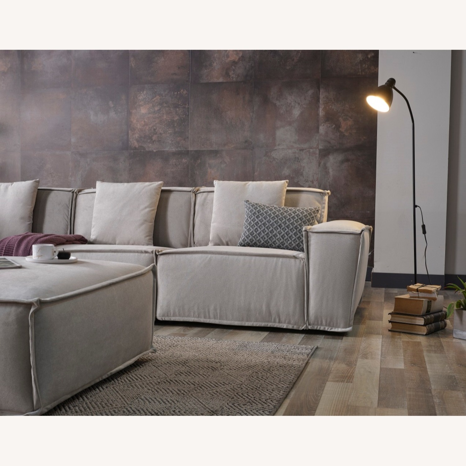 Modern Cream 7-Piece Sectional with Ottoman - image-5