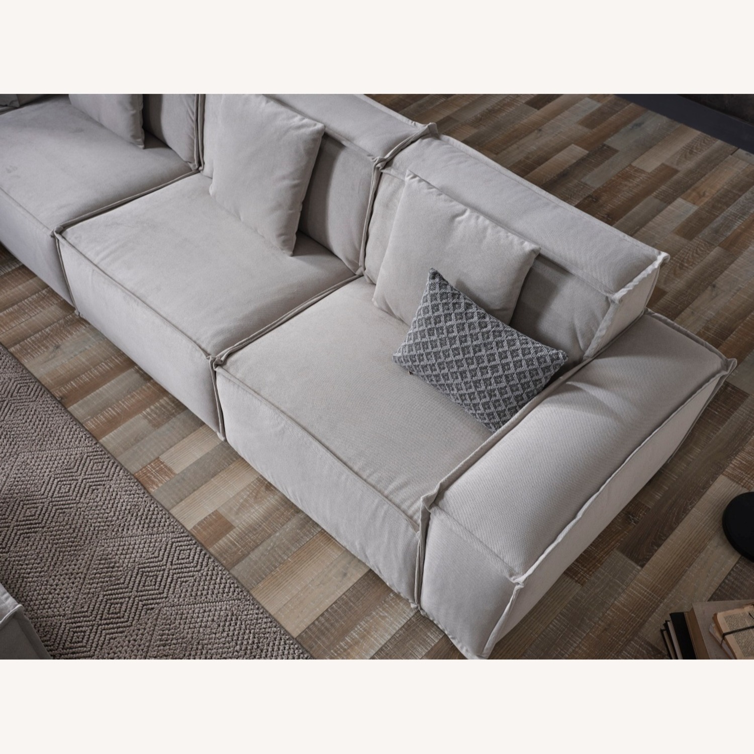 Modern Cream 7-Piece Sectional with Ottoman - image-8