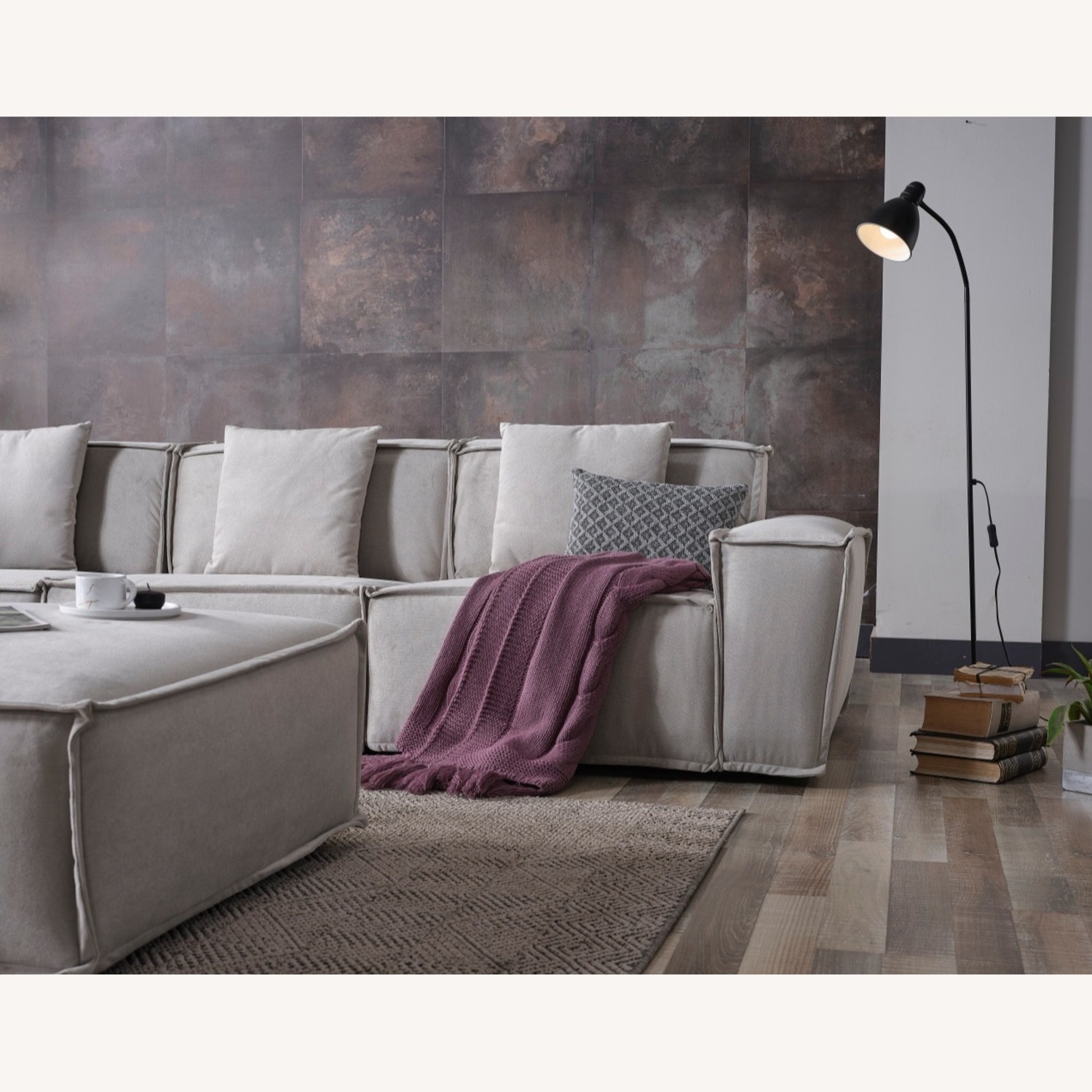 Modern Cream 7-Piece Sectional with Ottoman - image-3