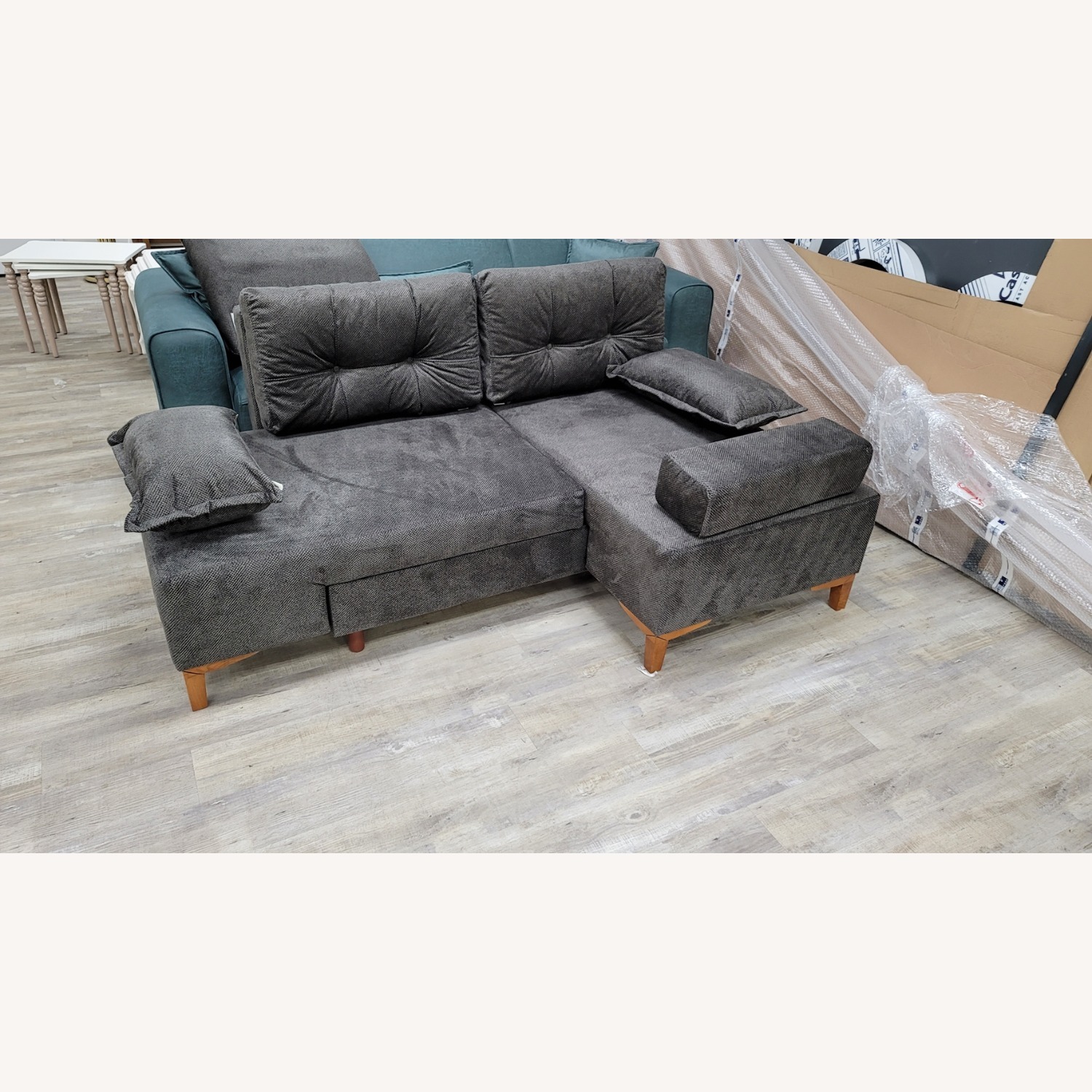 Napoli Dark Gray Convertible Sectional - image-6