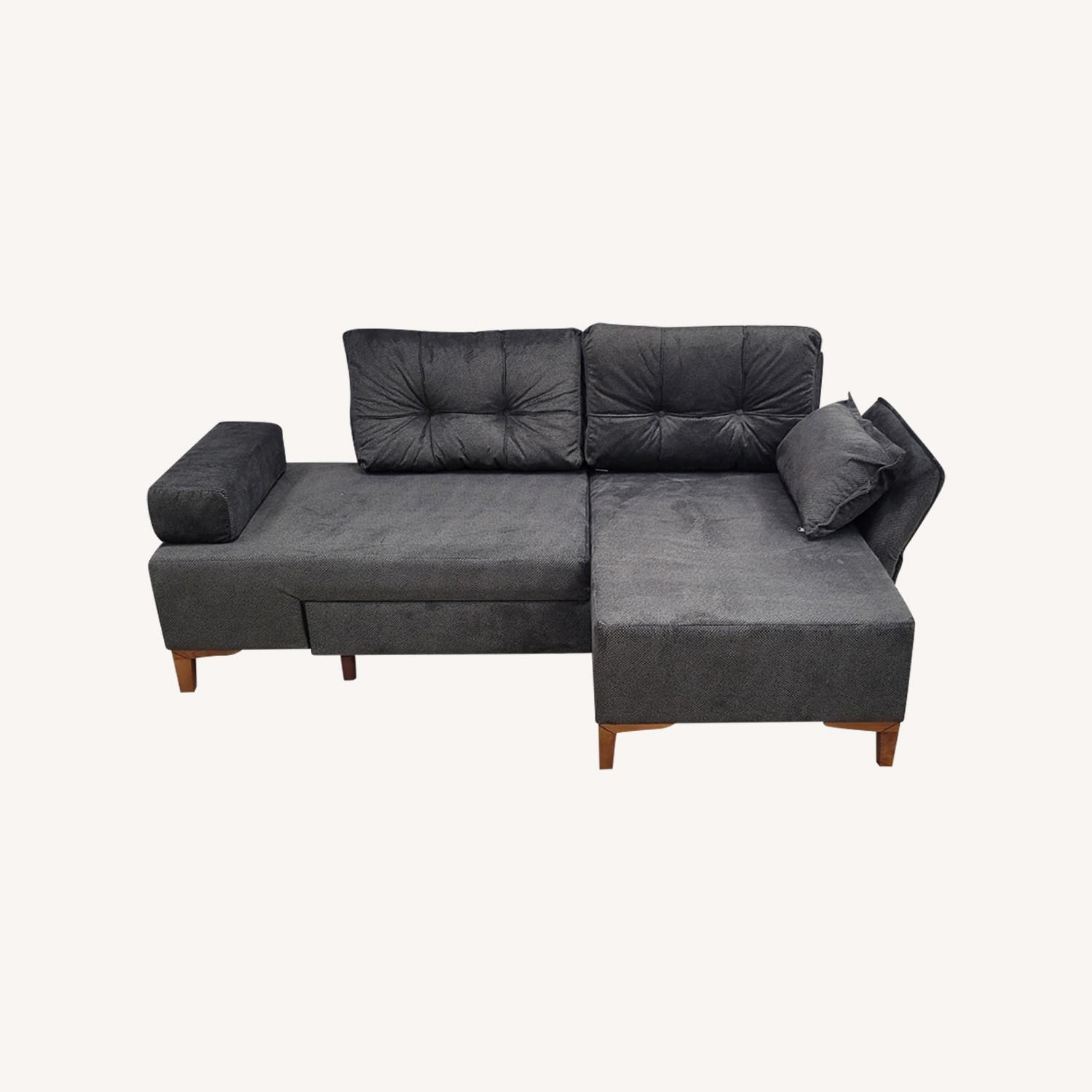 Napoli Dark Gray Convertible Sectional - image-0