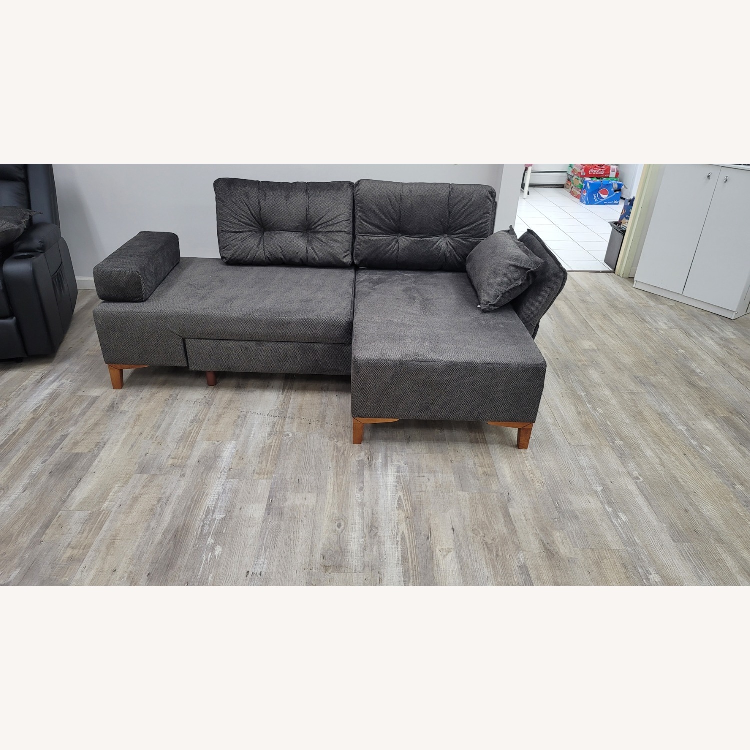 Napoli Dark Gray Convertible Sectional - image-7