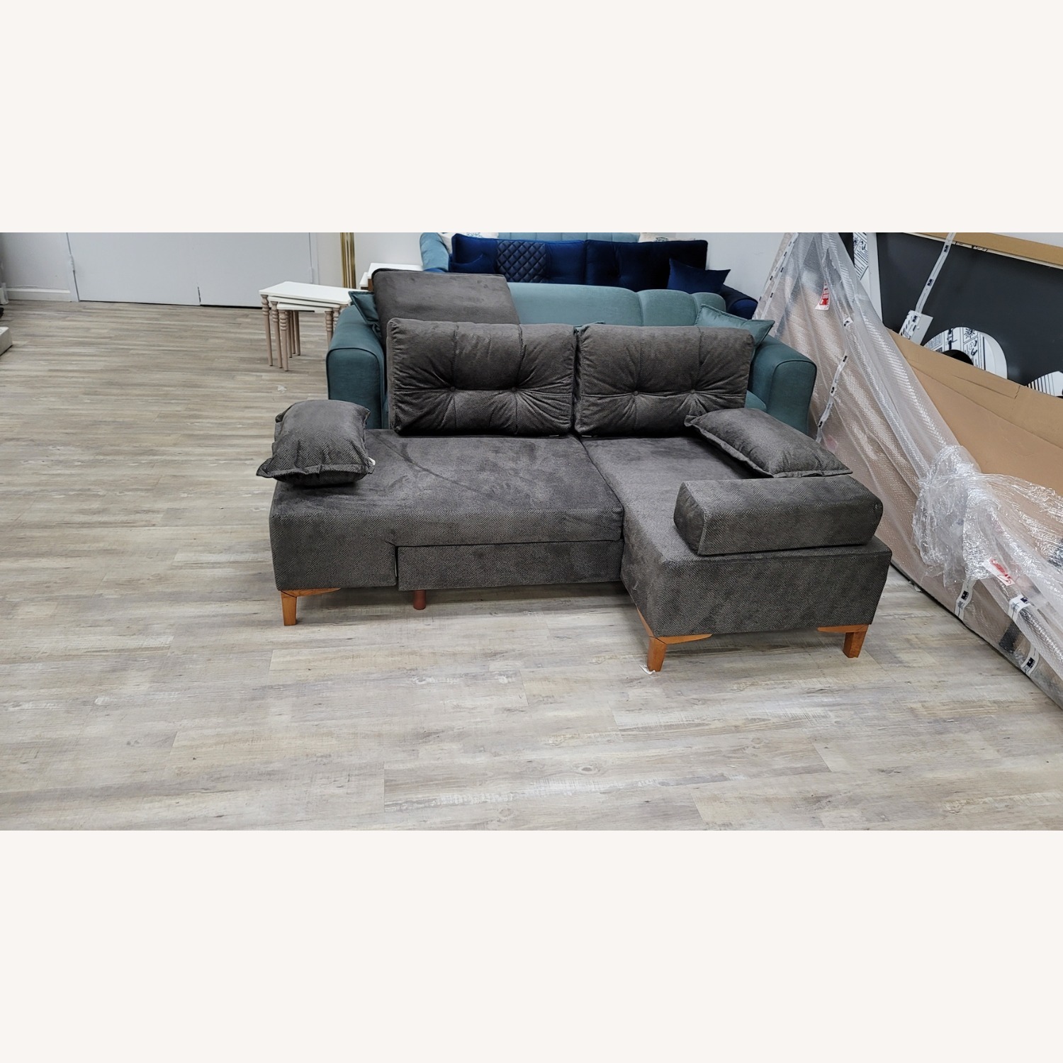 Napoli Dark Gray Convertible Sectional - image-3
