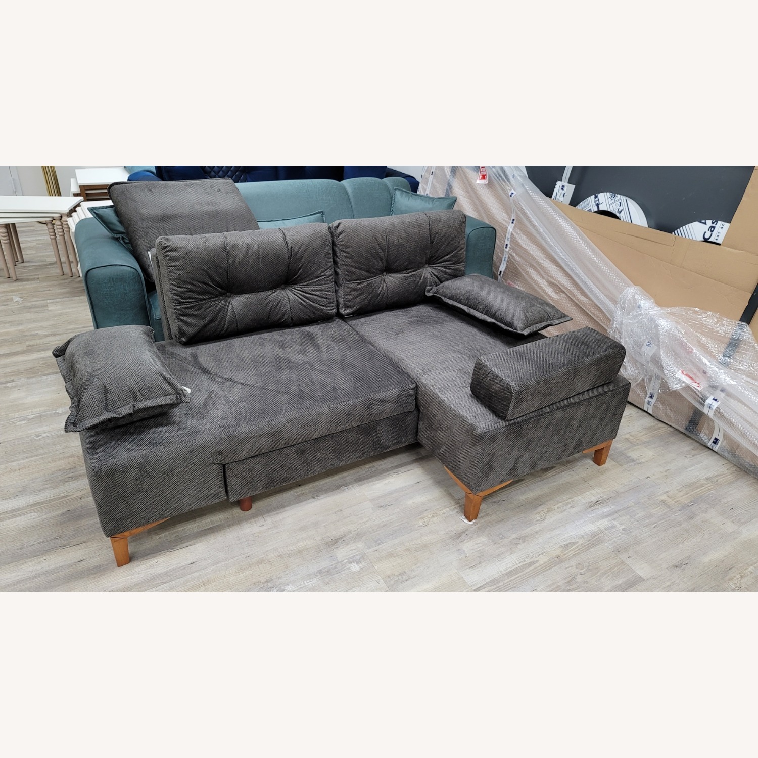 Napoli Dark Gray Convertible Sectional - image-5