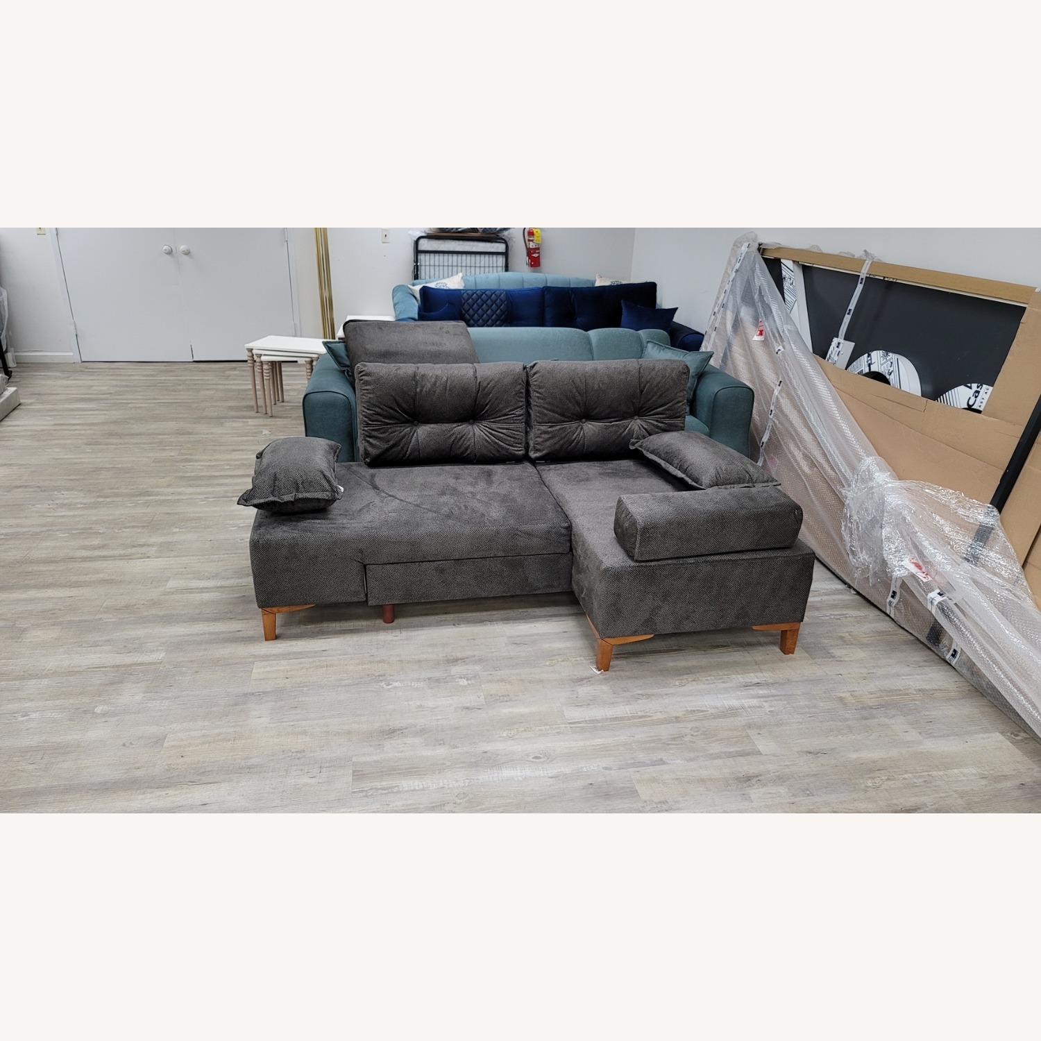 Napoli Dark Gray Convertible Sectional - image-4
