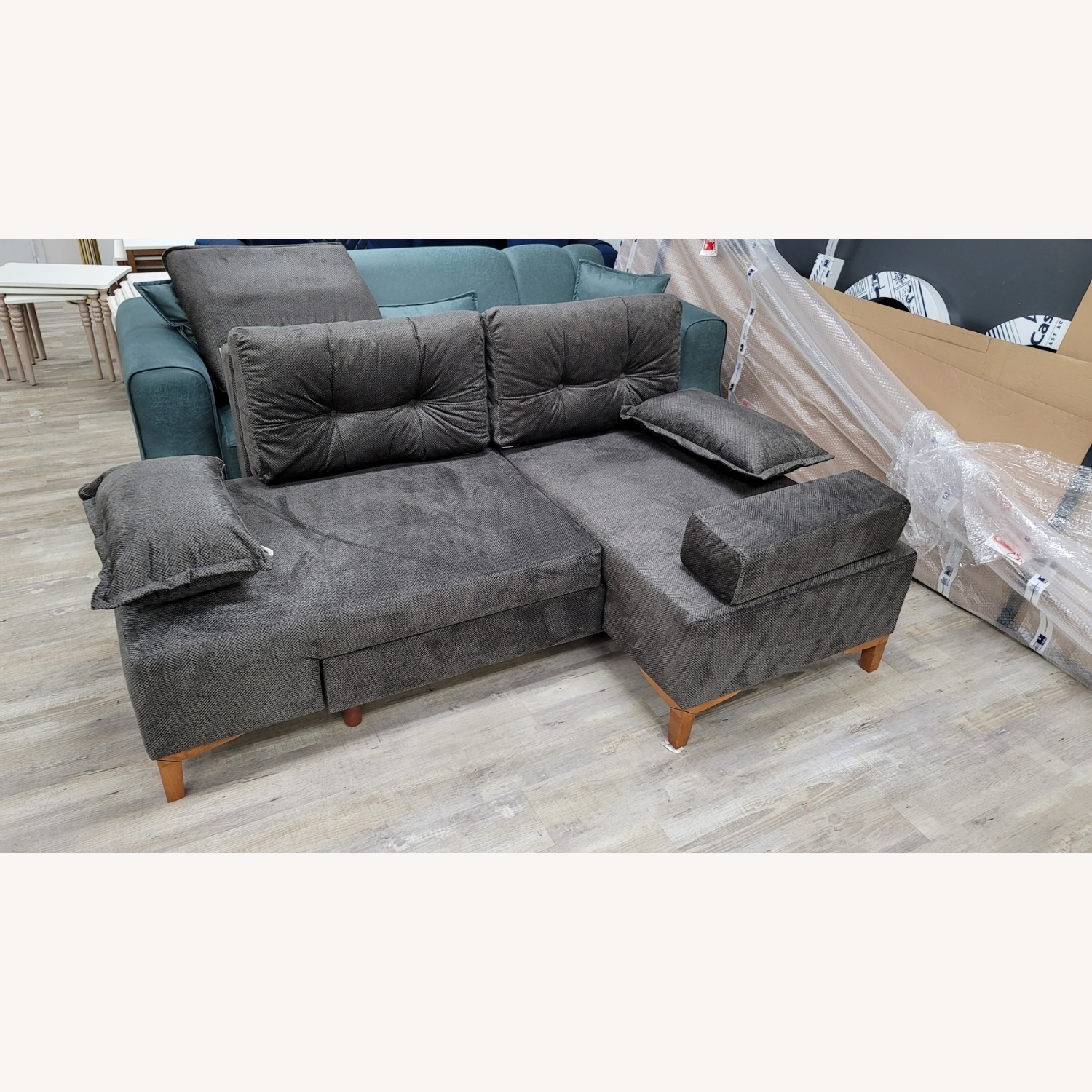 Napoli Dark Gray Convertible Sectional - image-8