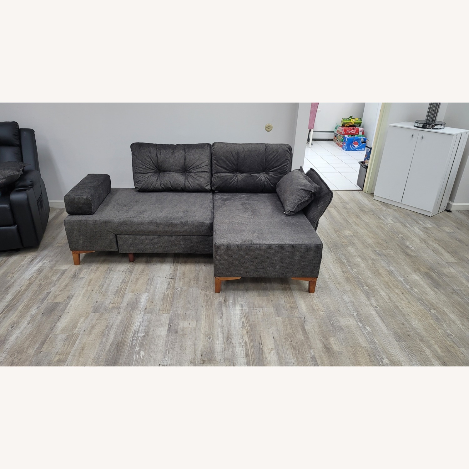Napoli Dark Gray Convertible Sectional - image-1