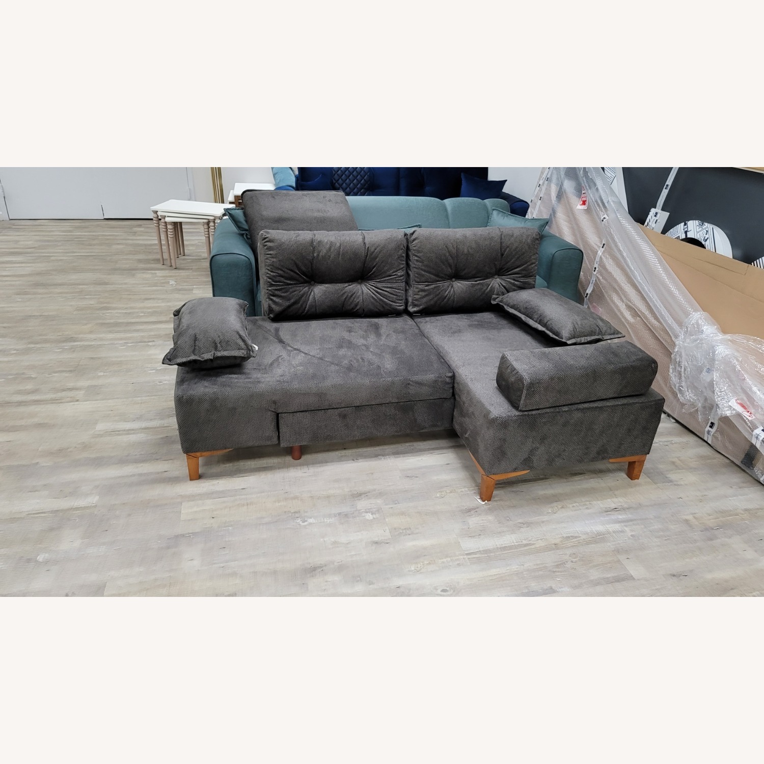 Napoli Dark Gray Convertible Sectional - image-2