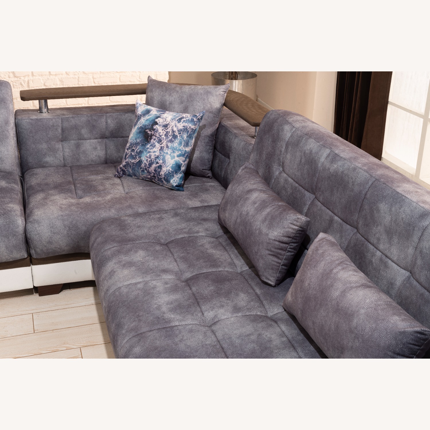 Wayfair Light Grey Convertible Sectional with Storage - image-11