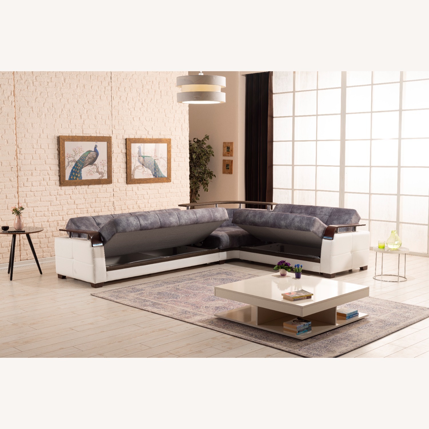 Wayfair Light Grey Convertible Sectional with Storage - image-2