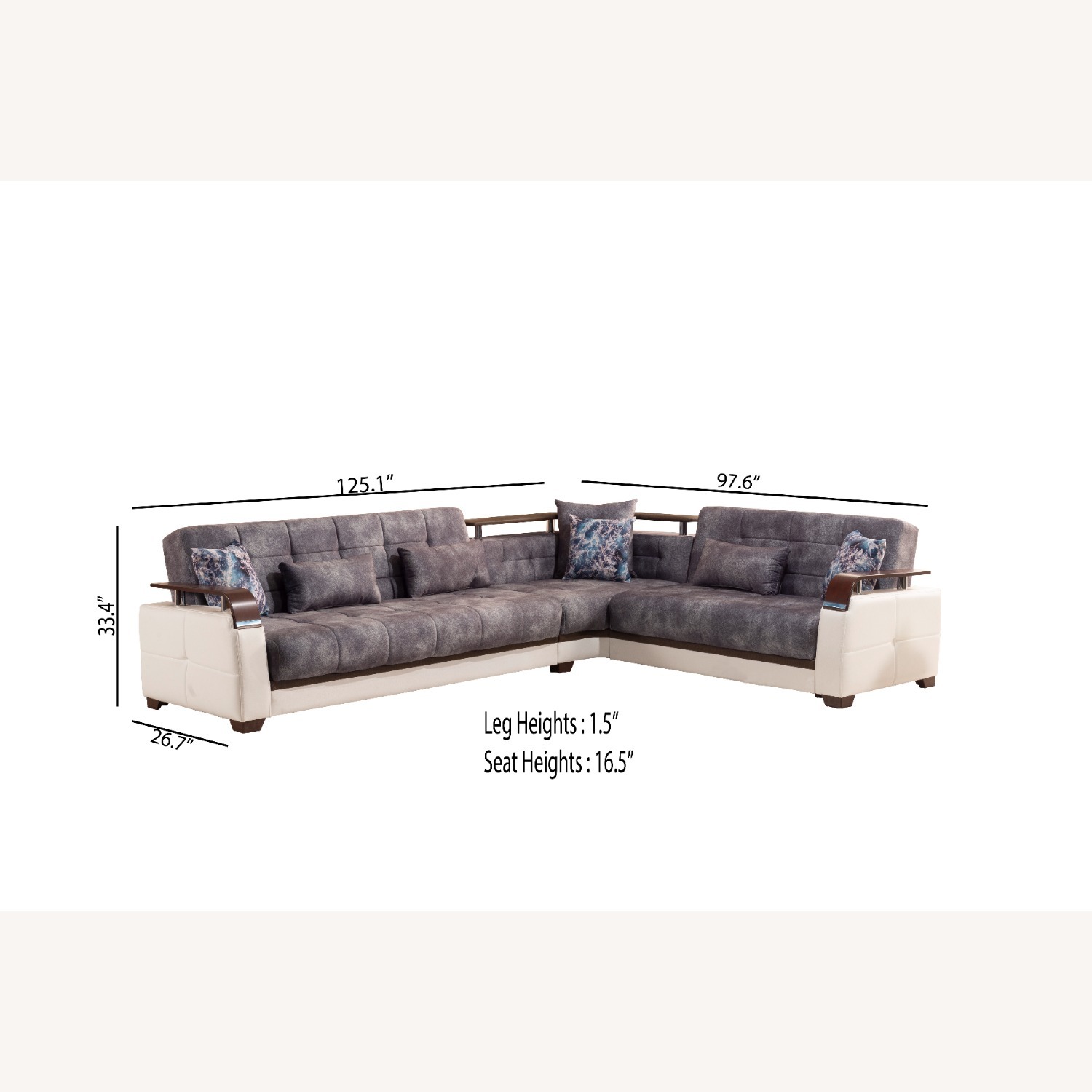 Wayfair Light Grey Convertible Sectional with Storage - image-7