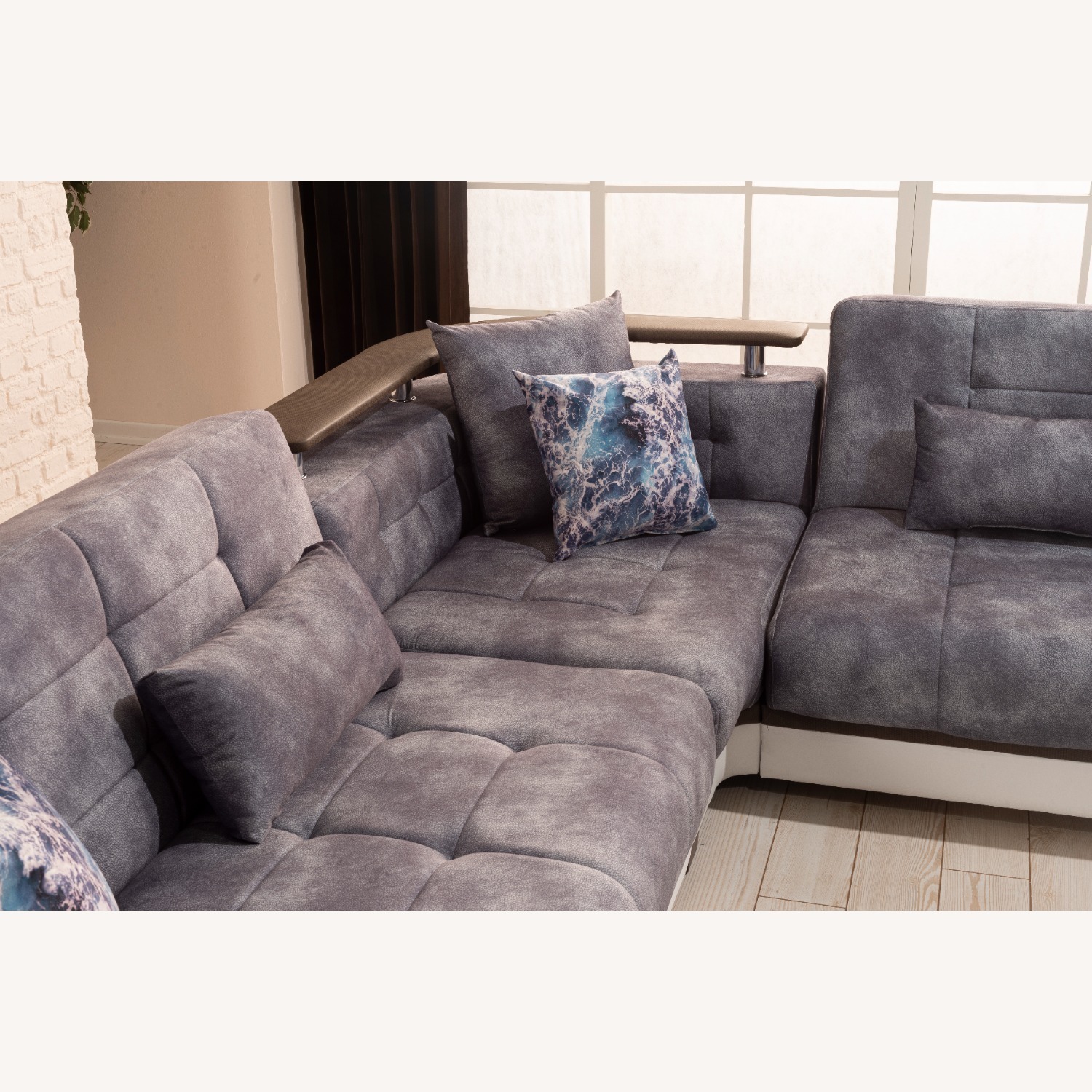 Wayfair Light Grey Convertible Sectional with Storage - image-6